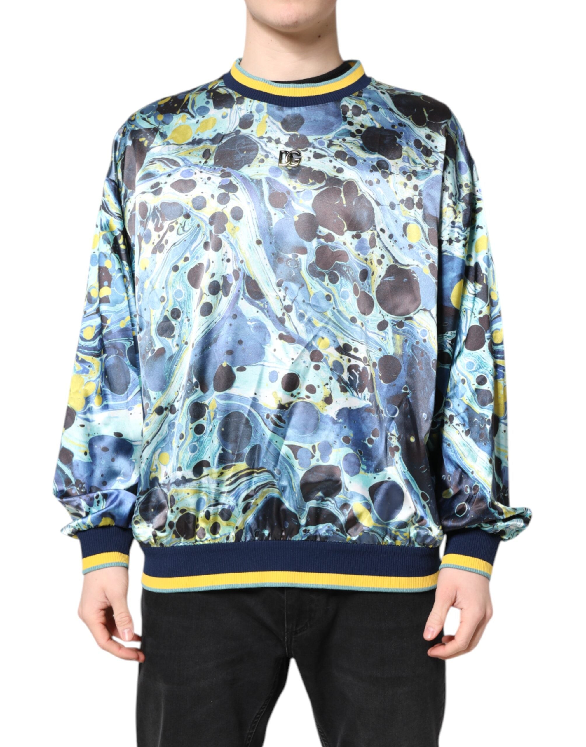 Dolce &amp; Gabbana Herrenpullover mit mehrfarbigem Marmor-Print