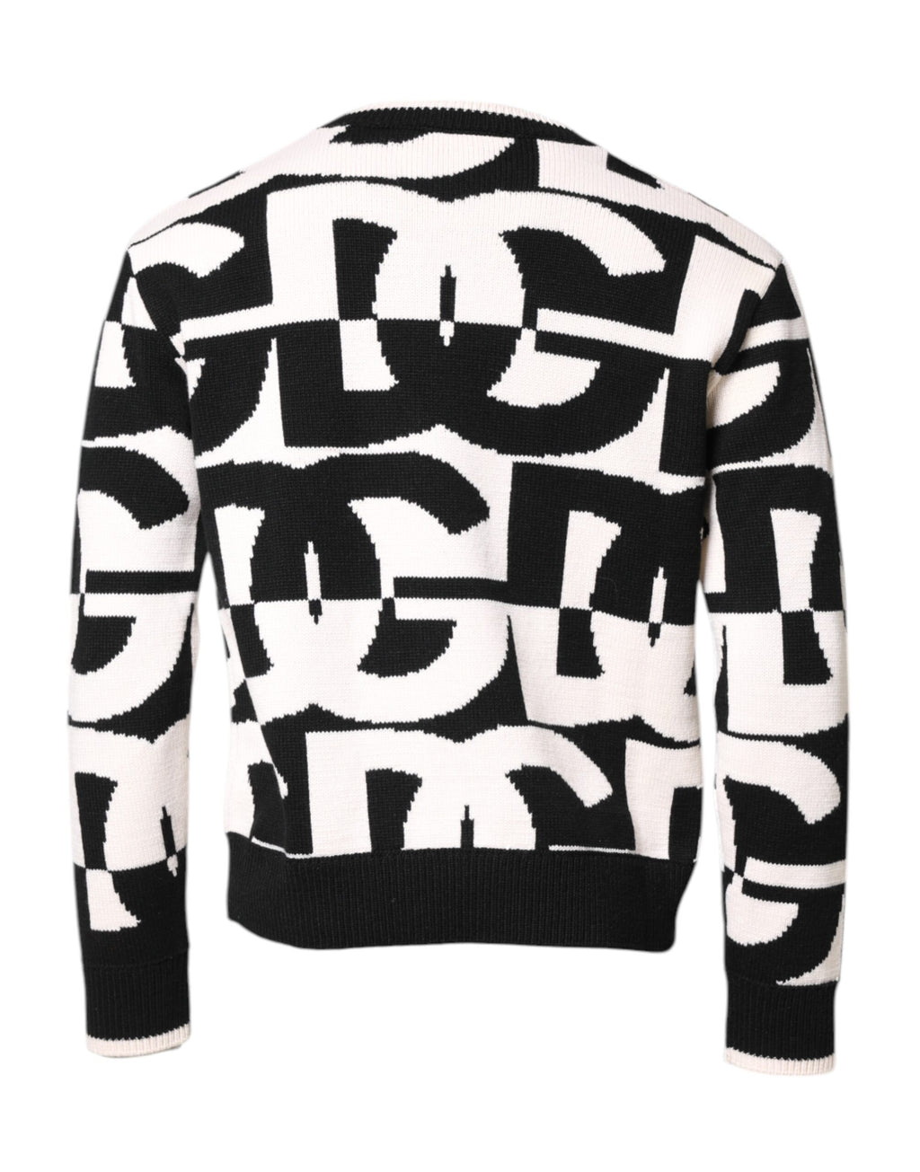 Dolce &amp; Gabbana – Schwarz-weißer Strickpullover mit Logo-Print