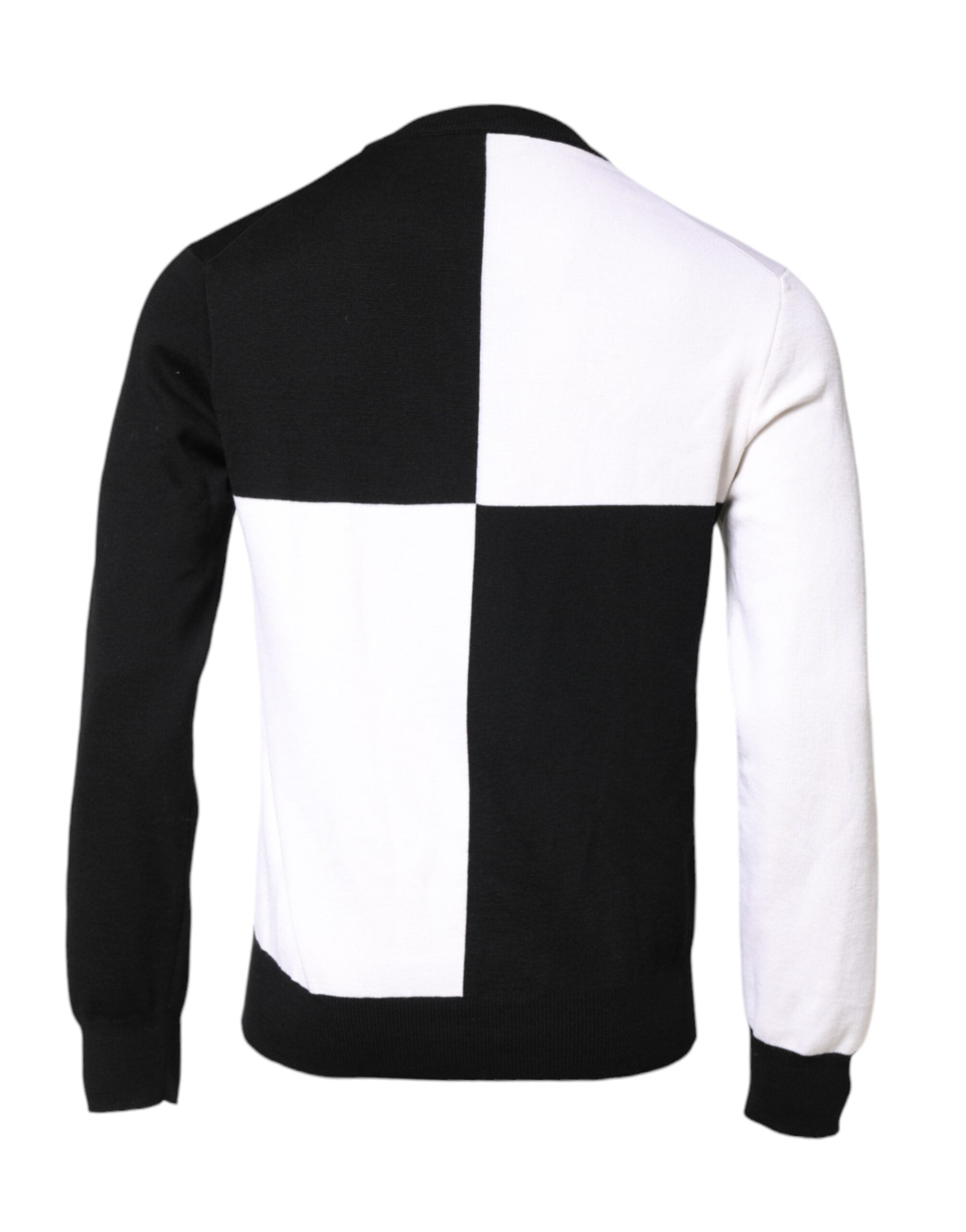 Dolce &amp; Gabbana – Schwarz-weißer Strickpullover mit Logo-Print