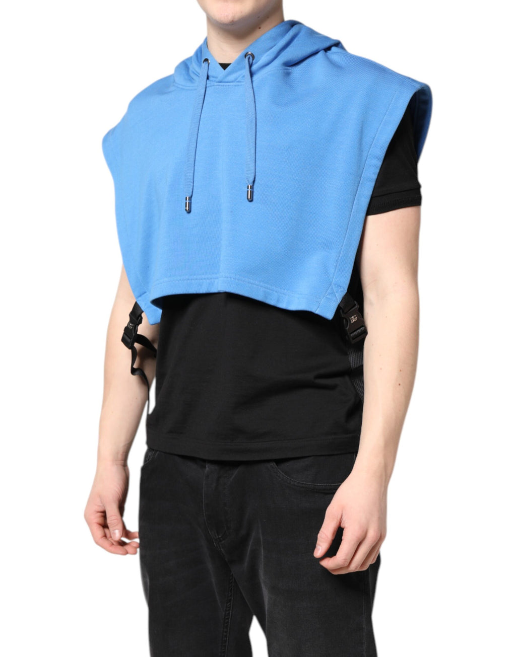 Dolce &amp; Gabbana Blaue Baumwolle Kapuzenjacke Herren Sportswear Weste Pullover