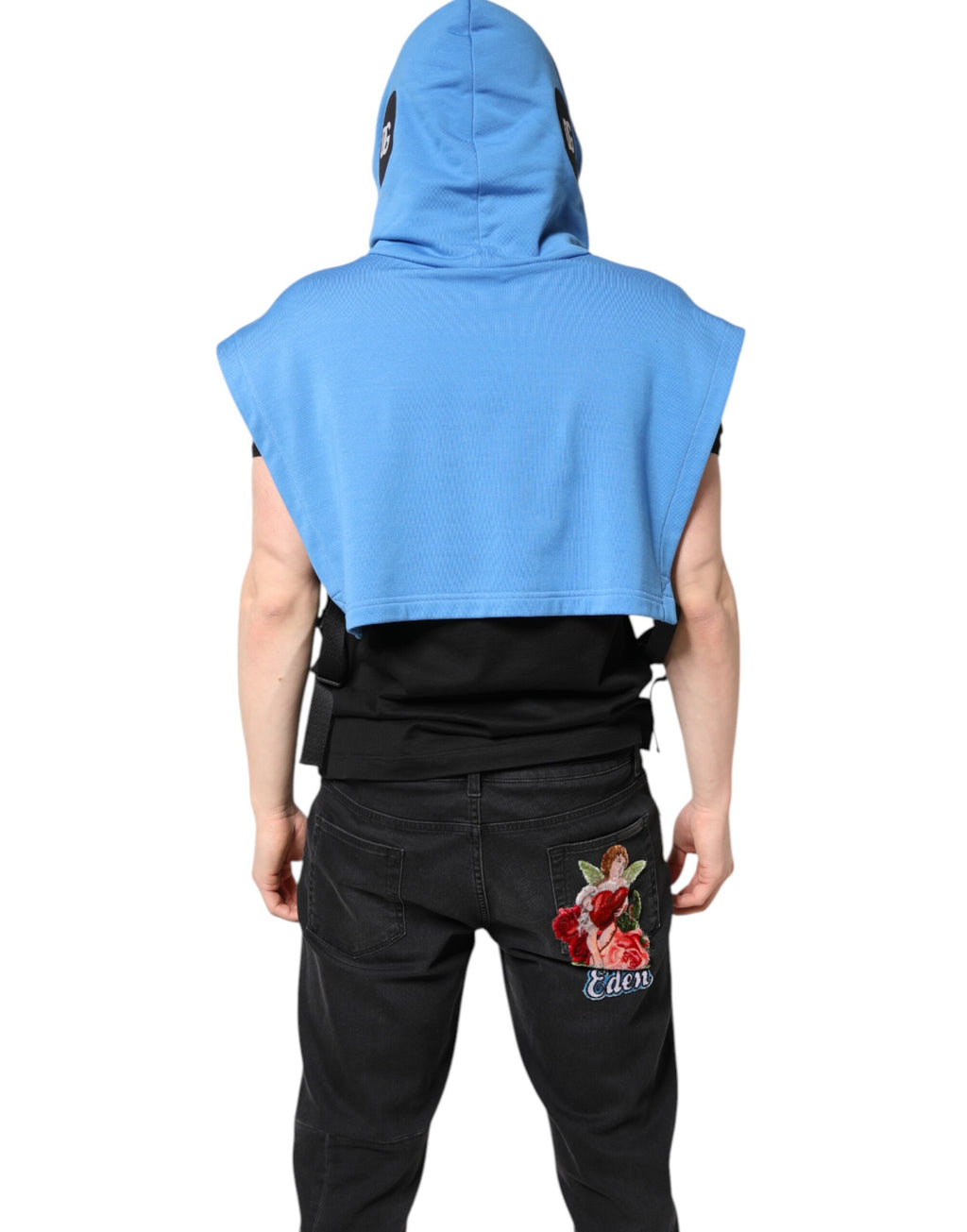 Dolce &amp; Gabbana Blaue Baumwolle Kapuzenjacke Herren Sportswear Weste Pullover