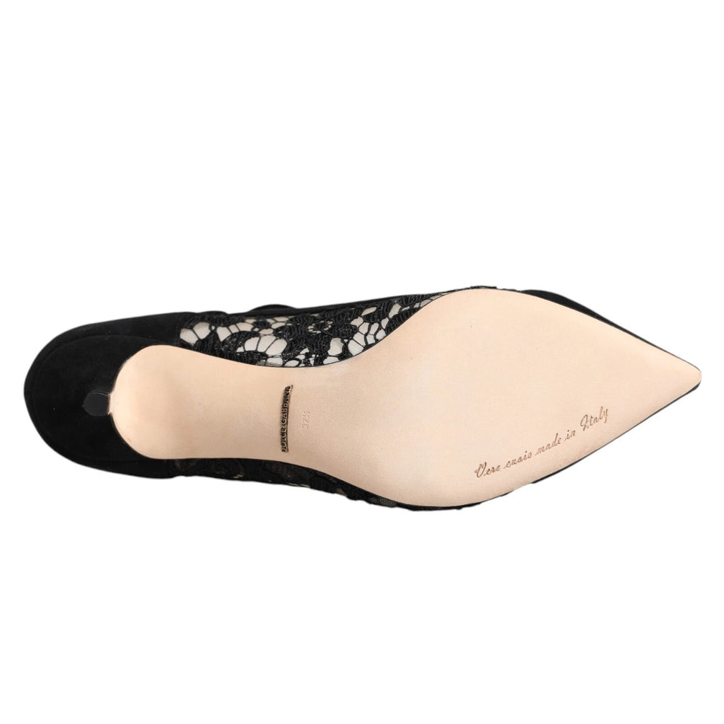 Dolce &amp; Gabbana – Schwarze Mary-Jane-Pumps mit Spitze von Taormina