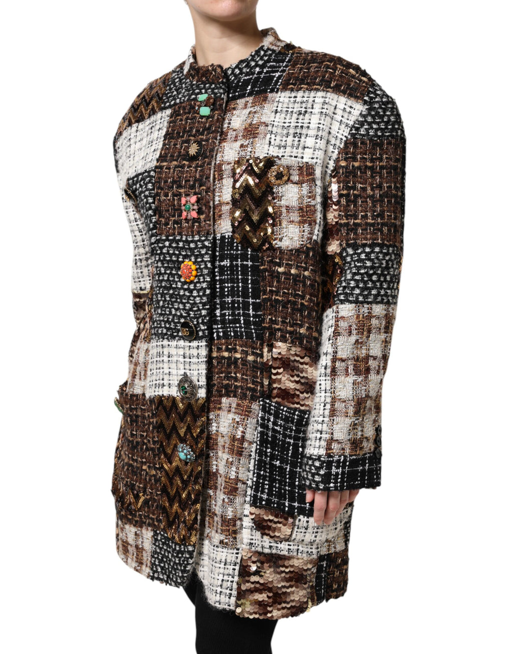 Dolce &amp; Gabbana – Mehrfarbige Patchwork-Button-Down-Jacke
