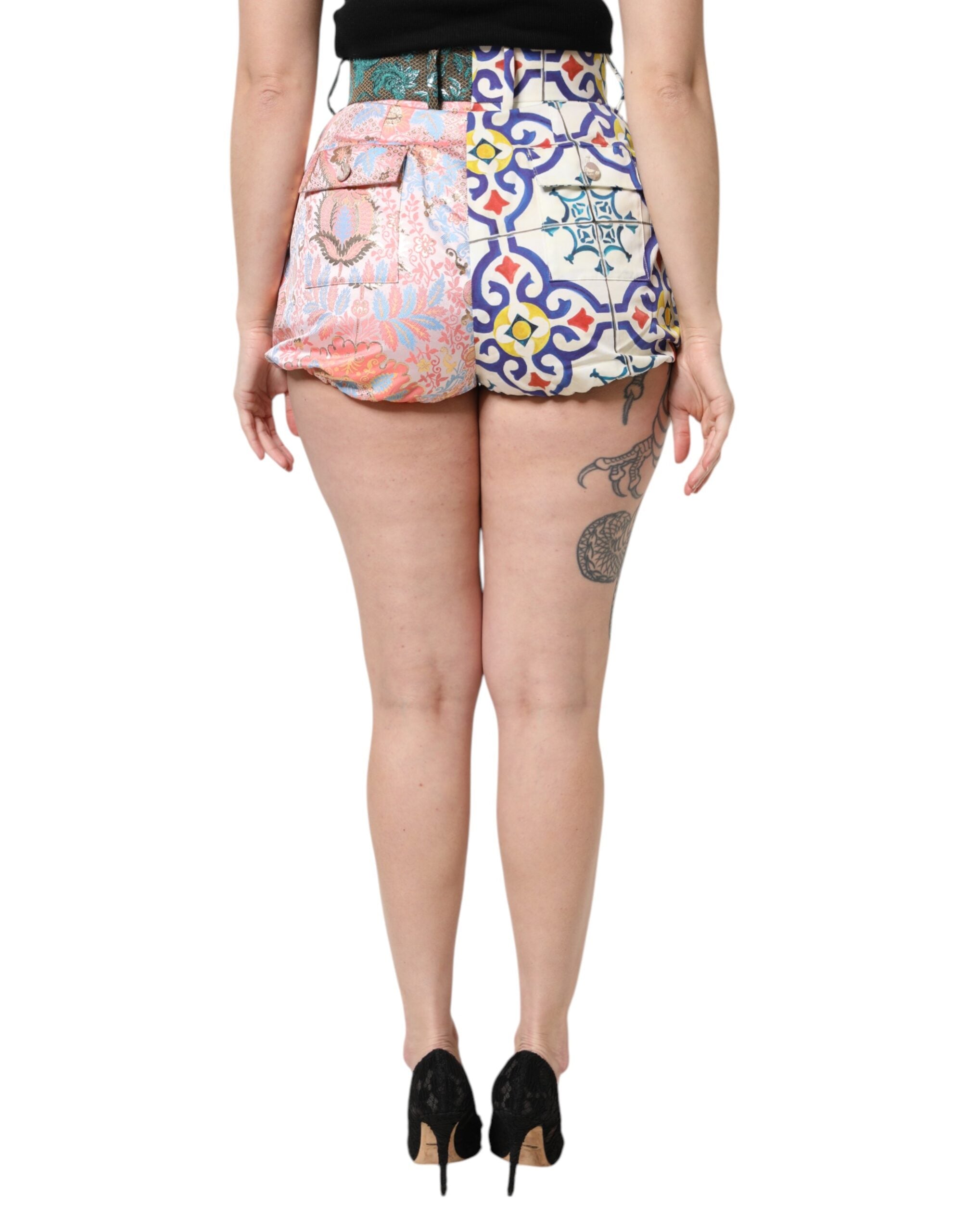 Dolce &amp; Gabbana Mehrfarbige Hotpants-Shorts mit hoher Taille für Damen