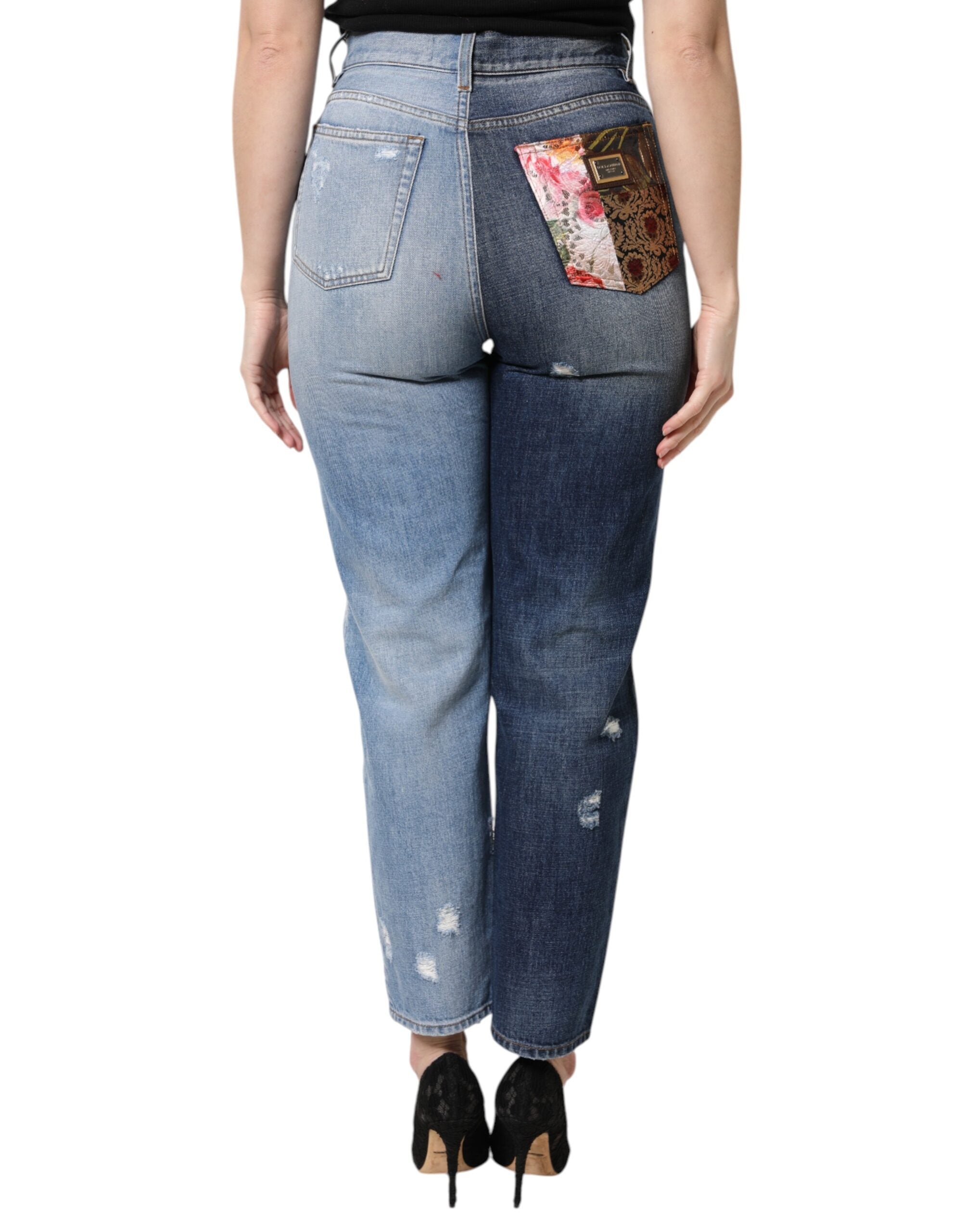 Dolce &amp; Gabbana Mehrfarbige Patchwork-Jeans mit hoher Taille