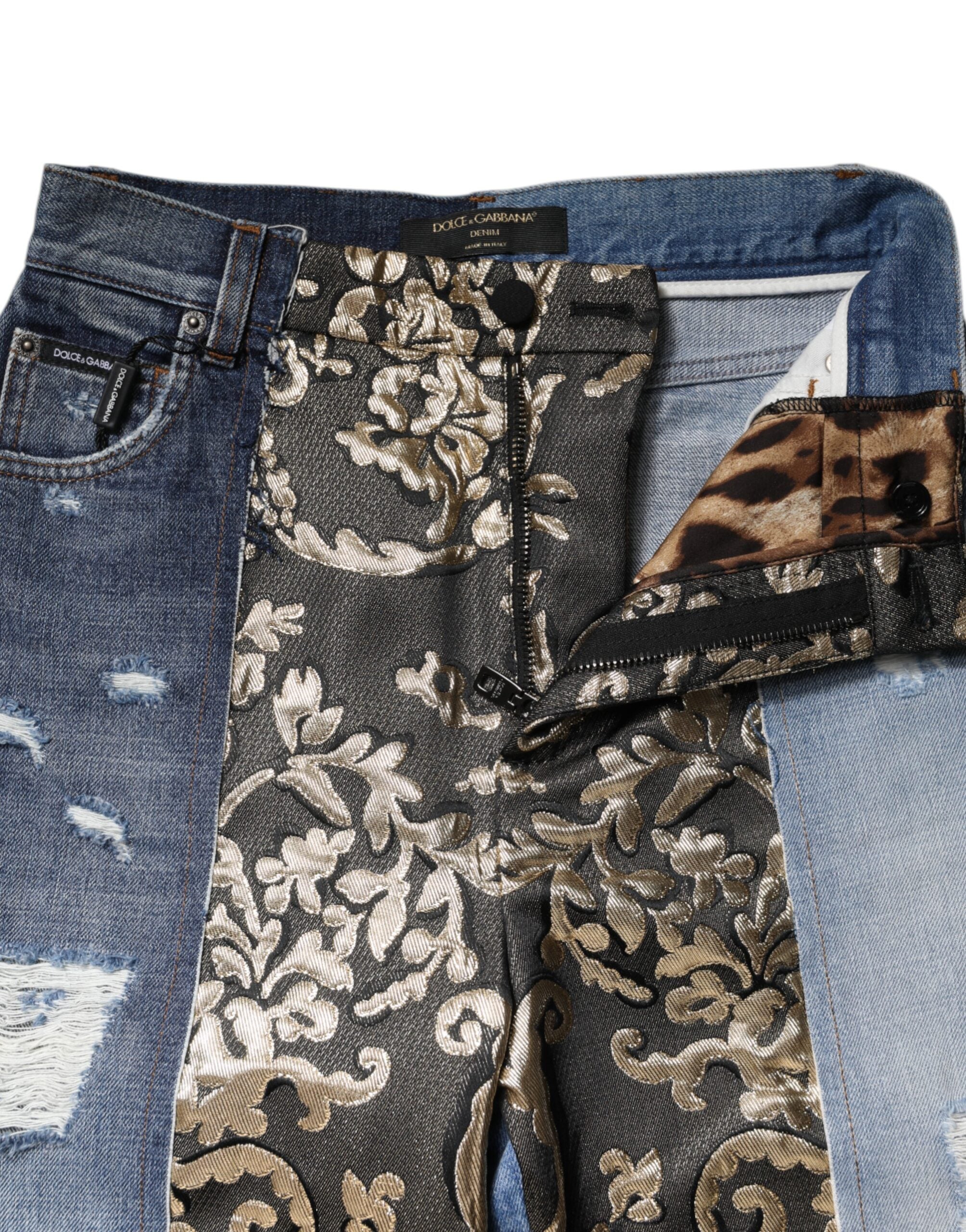 Dolce &amp; Gabbana Mehrfarbige Patchwork-Jeans mit hoher Taille
