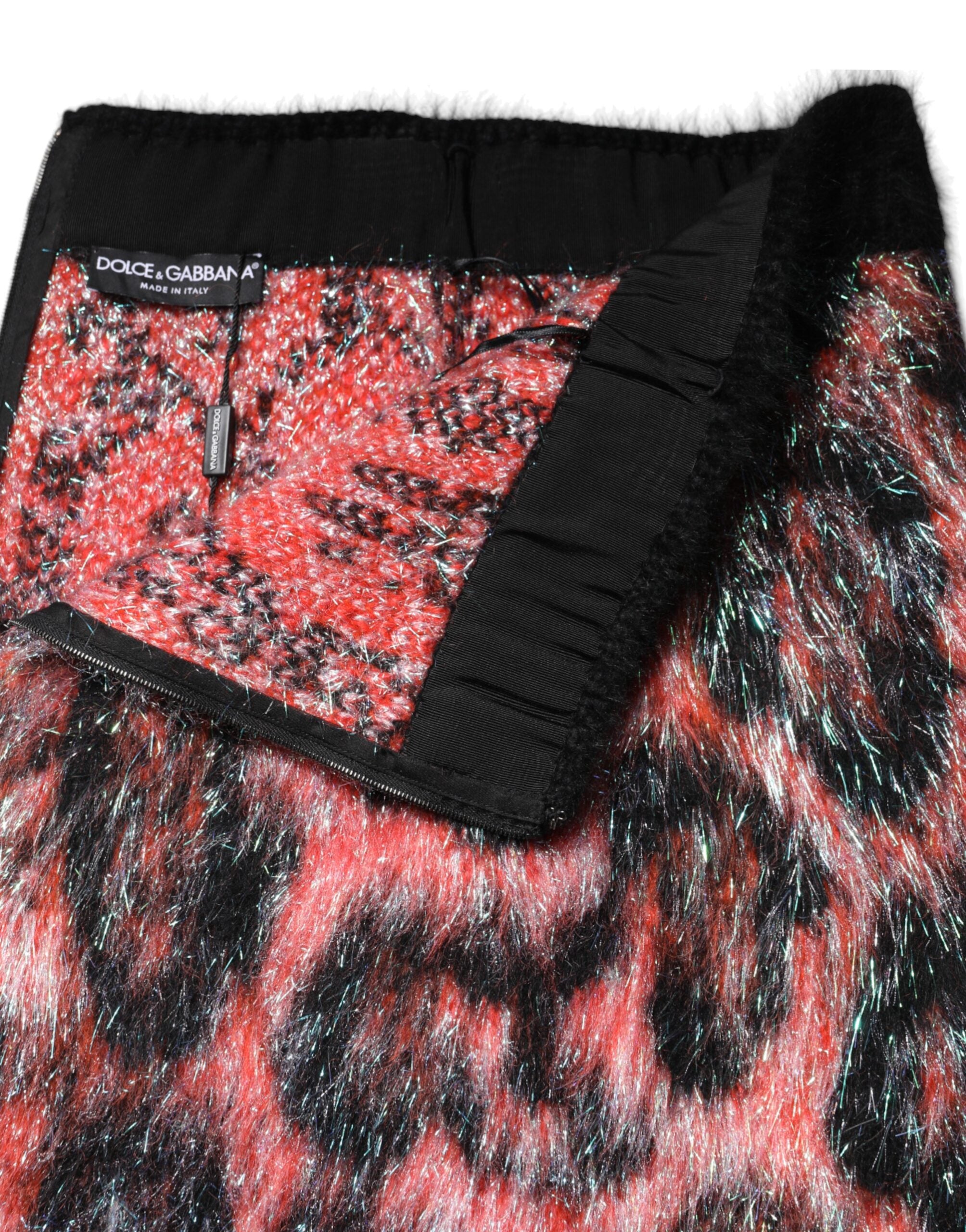 Dolce &amp; Gabbana Mehrfarbiger Minirock mit hoher Taille aus Plüsch