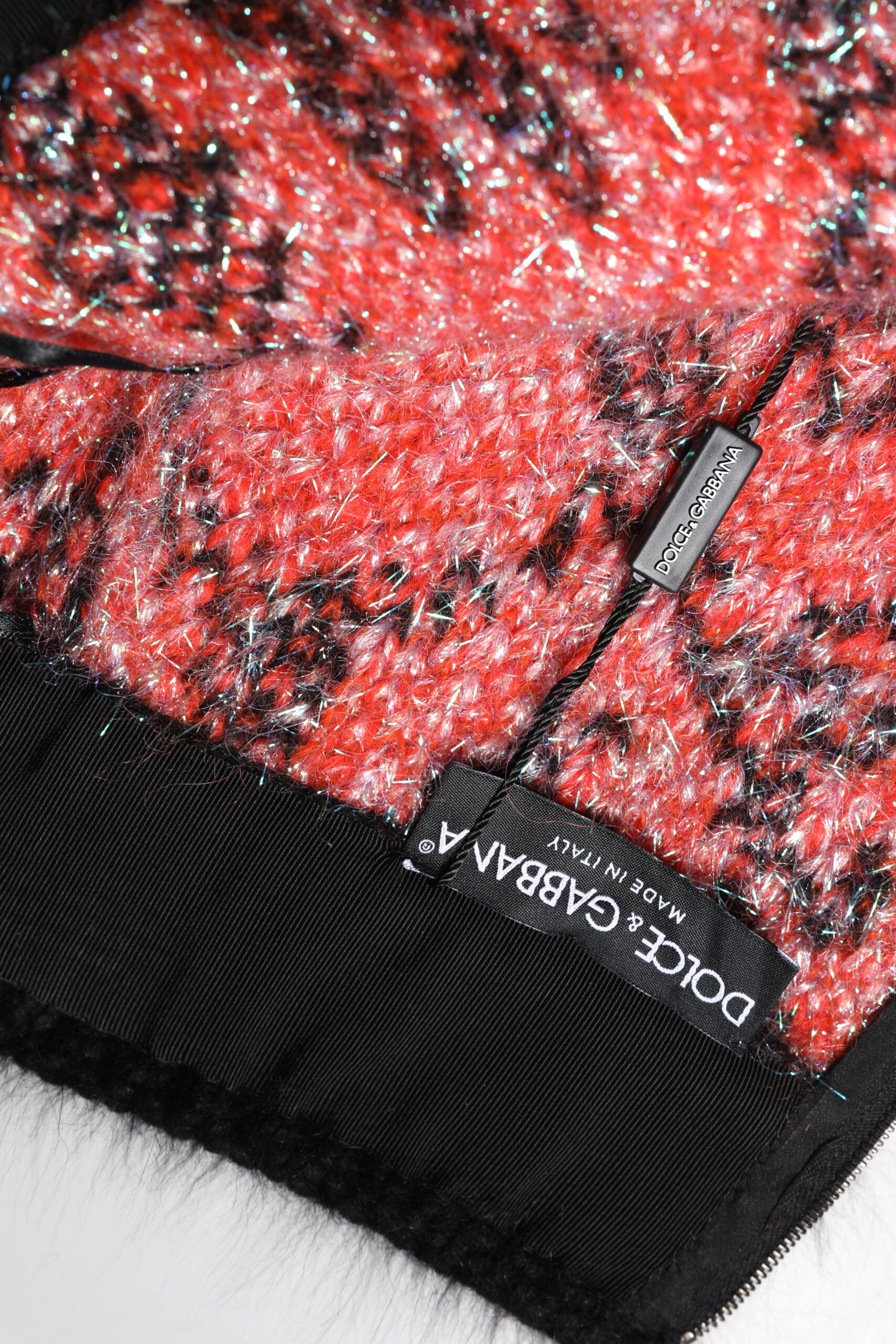 Dolce &amp; Gabbana Mehrfarbiger Minirock mit hoher Taille aus Plüsch