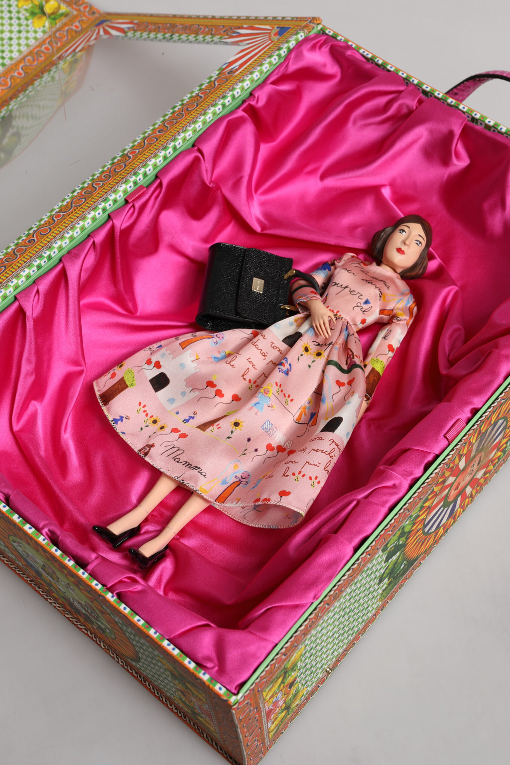 Dolce &amp; Gabbana Rosa Kleid Keramik Porzellan Mode Leder Sicily Dolls