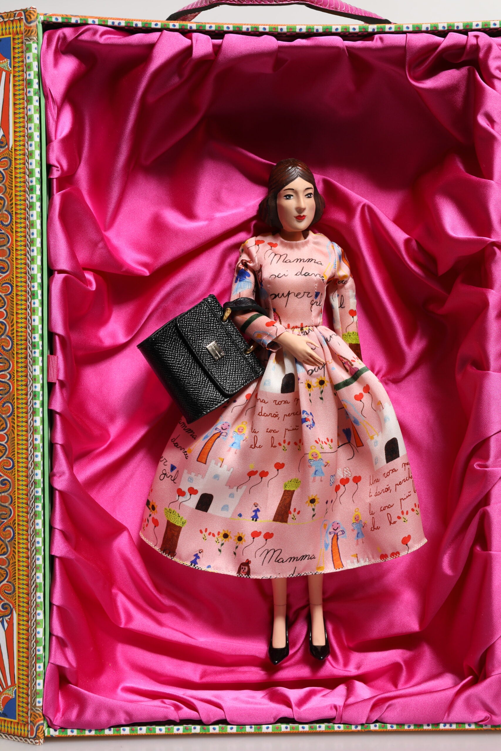 Dolce &amp; Gabbana Rosa Kleid Keramik Porzellan Mode Leder Sicily Dolls