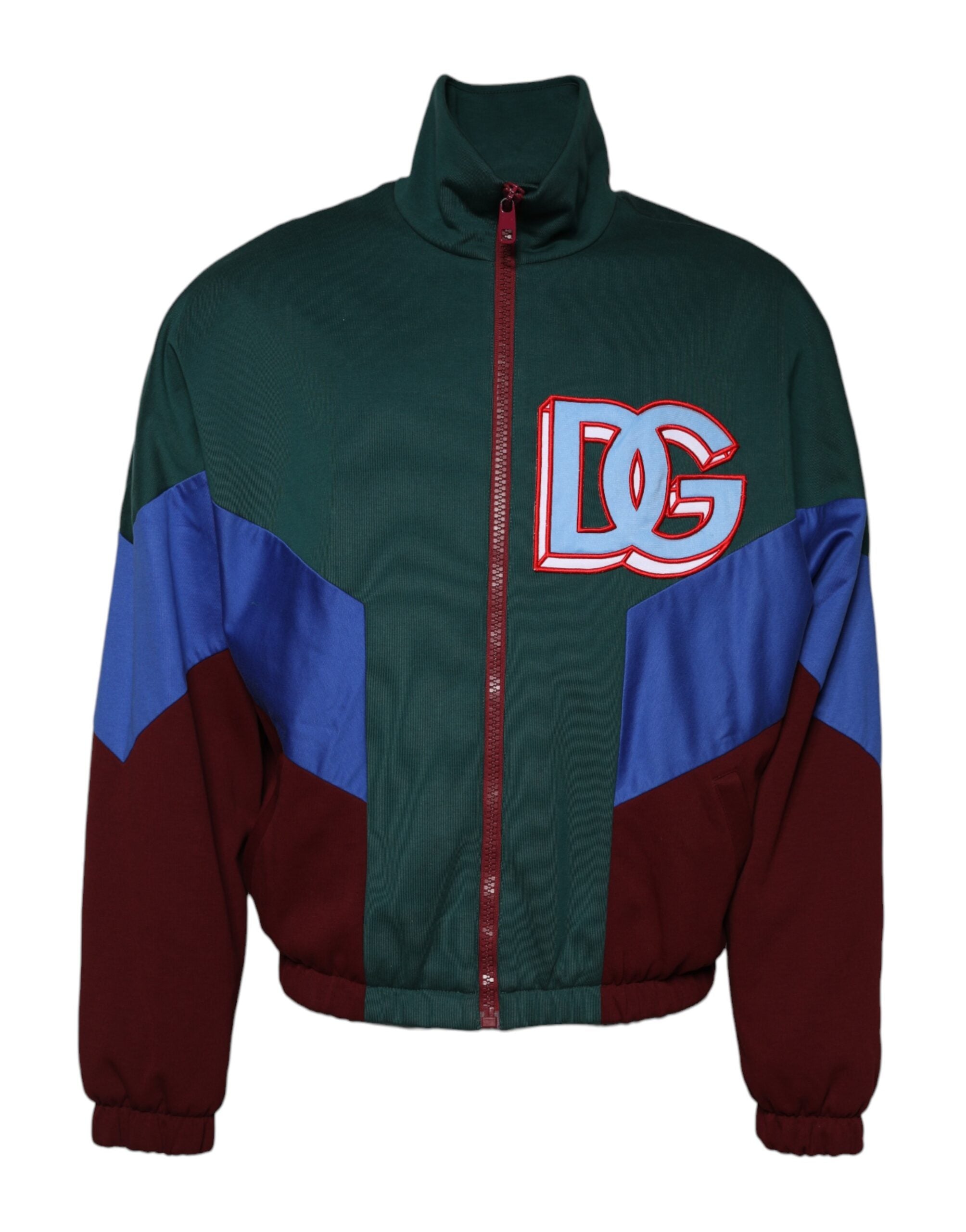 Dolce &amp; Gabbana – Mehrfarbige Jacke mit durchgehendem Reißverschluss und Logo aus Baumwolle