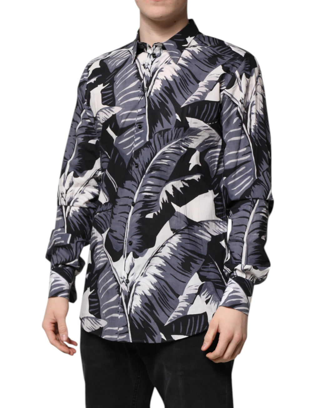 Dolce &amp; Gabbana Mehrfarbiges GOLD-Baumwollhemd mit Bananenblatt-Print