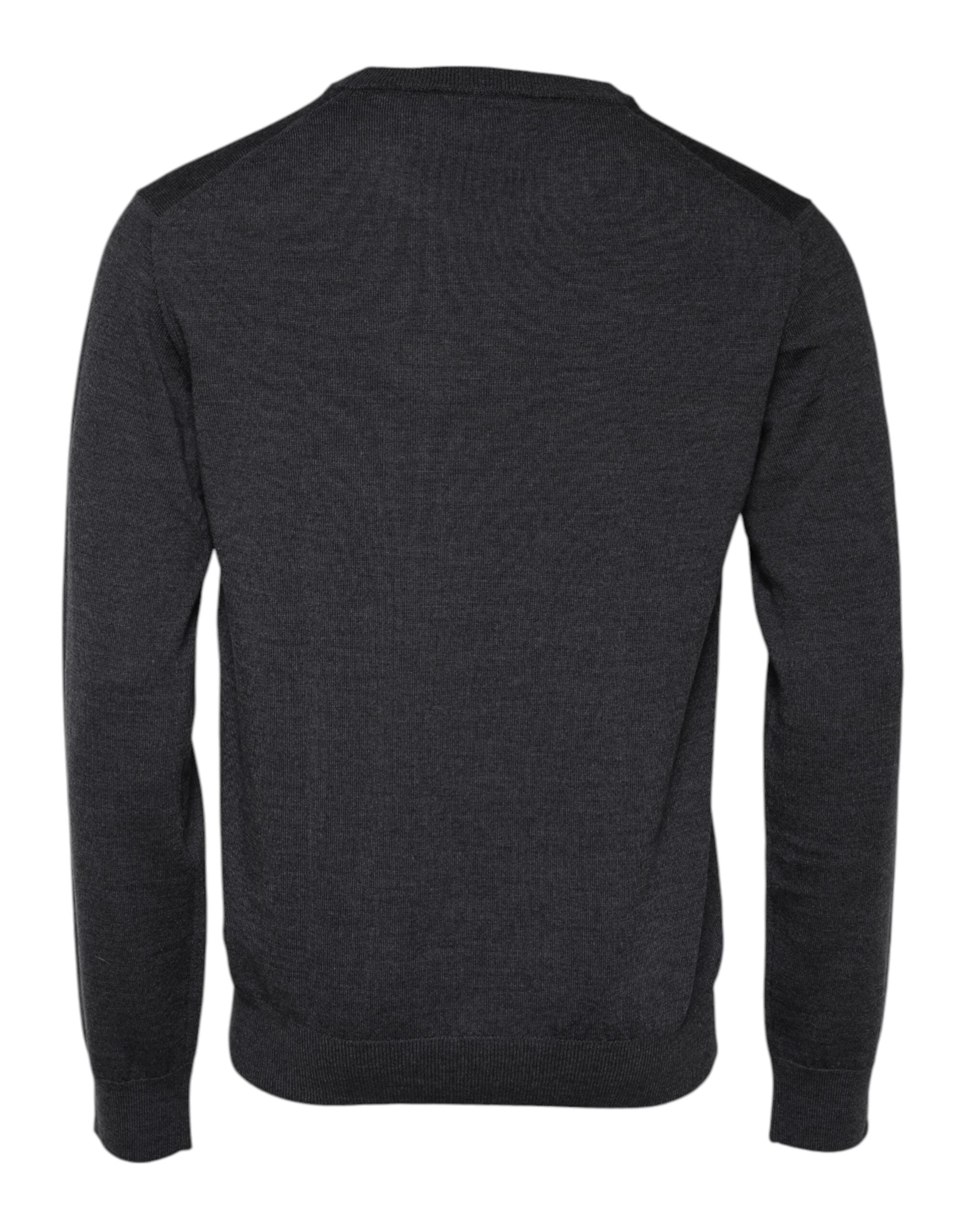 Dolce &amp; Gabbana Grauer Wollpullover mit Logo für Herren