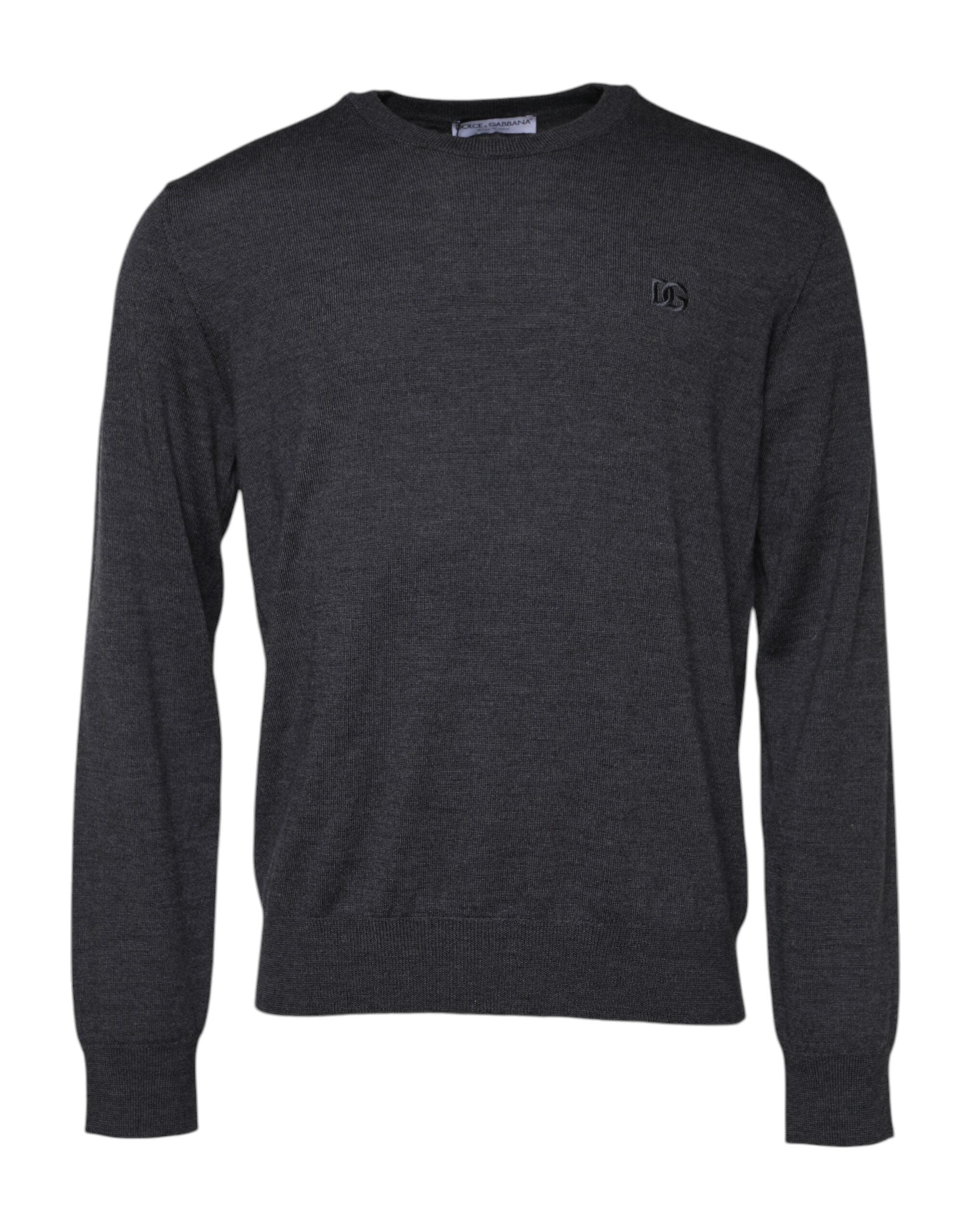 Dolce &amp; Gabbana Grauer Wollpullover mit Logo für Herren