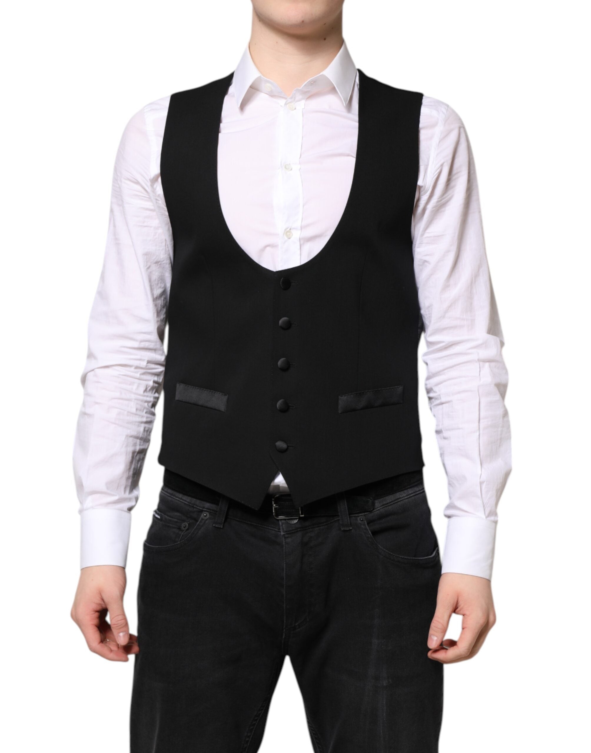 Dolce &amp; Gabbana Schwarze Wollweste, formelle Weste