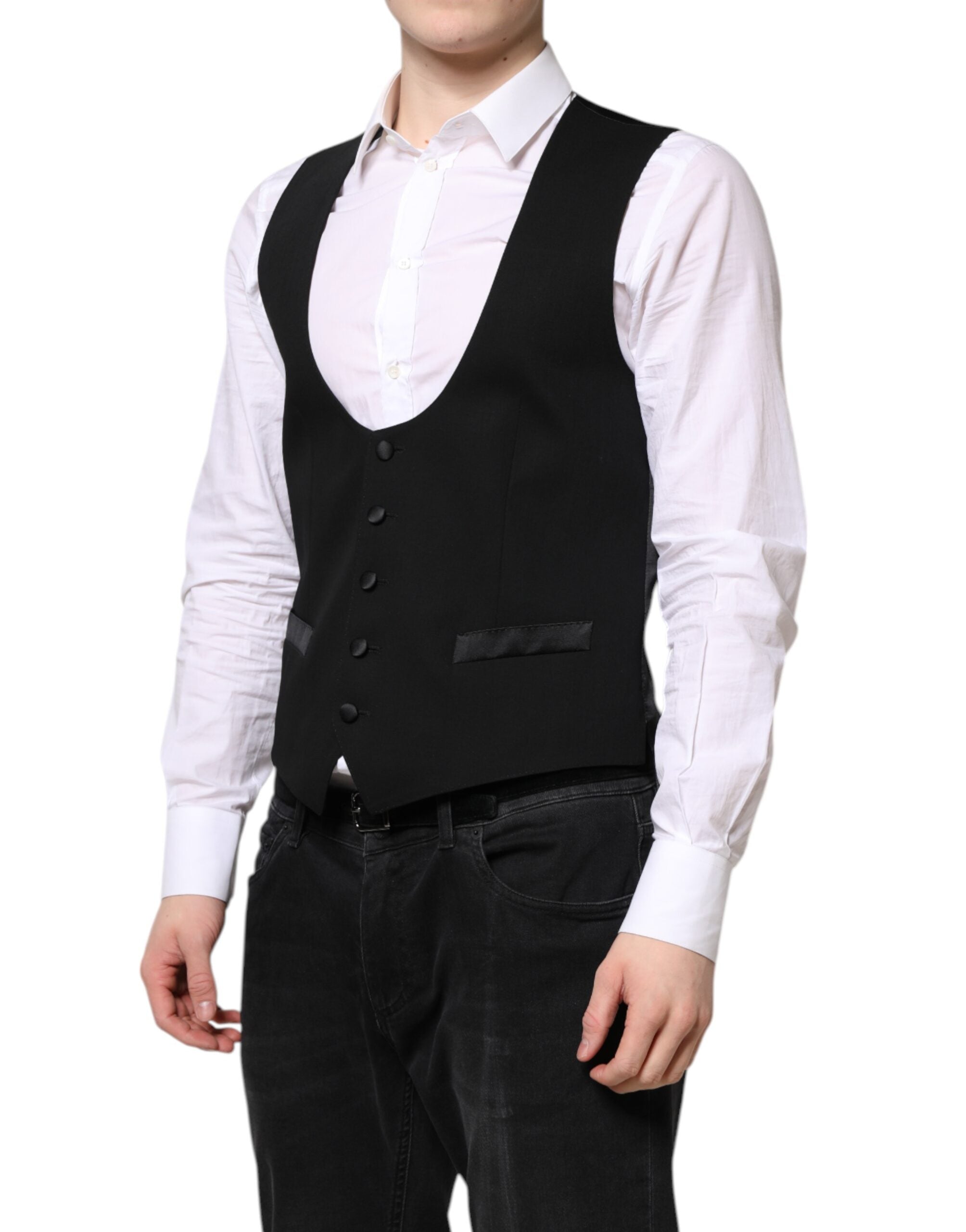 Dolce &amp; Gabbana Schwarze Wollweste, formelle Weste