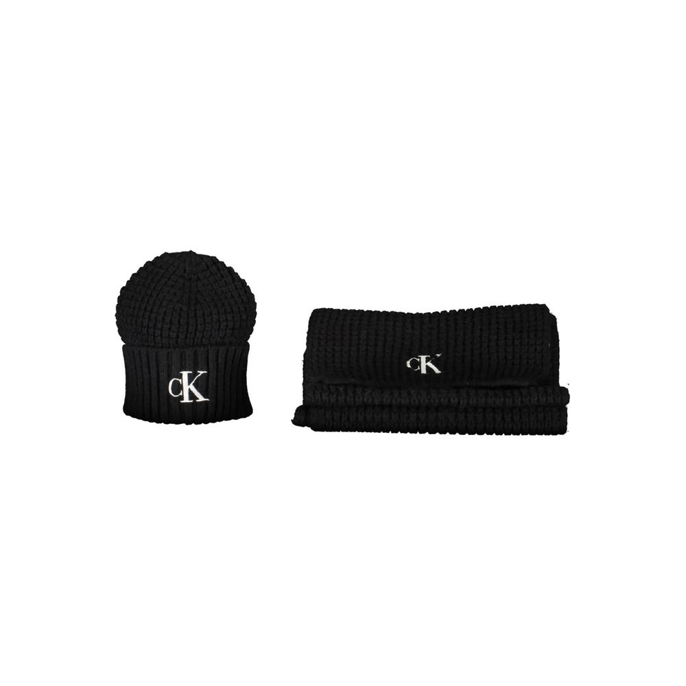 Calvin Klein Schwarzes Alpaka-Schal-Set für Damen