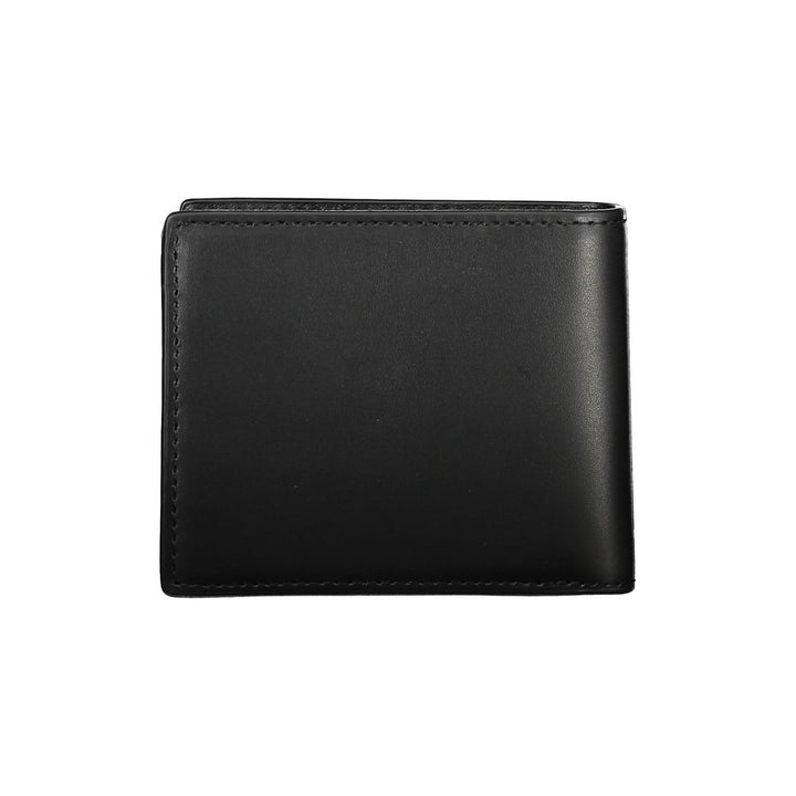 Tommy Hilfiger – Elegante, zweifach gefaltete Herrenbrieftasche aus schwarzem Leder