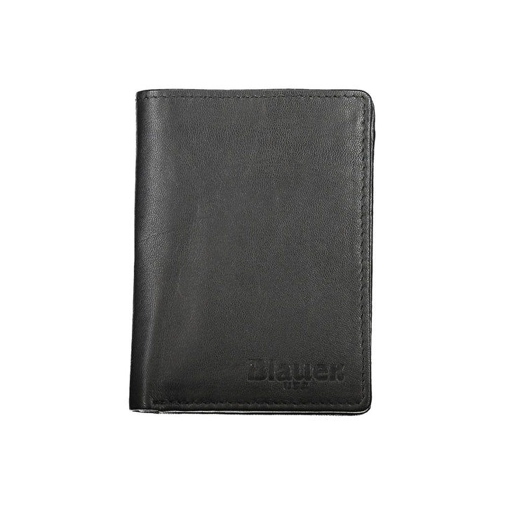 Blauer – Elegante schwarze Lederbrieftasche mit zwei Fächern