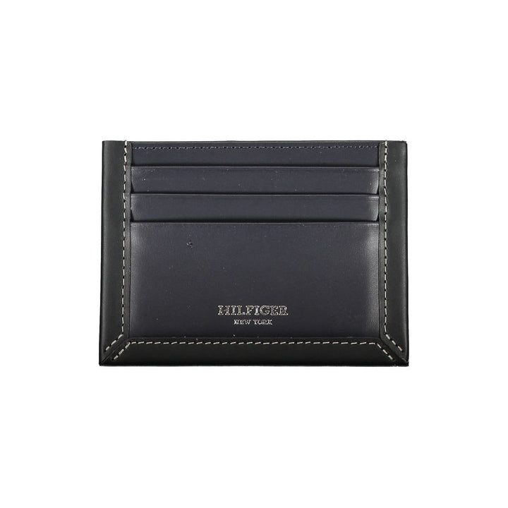 Tommy Hilfiger – Elegantes Kartenetui aus blauem Leder mit Kontrastdetails