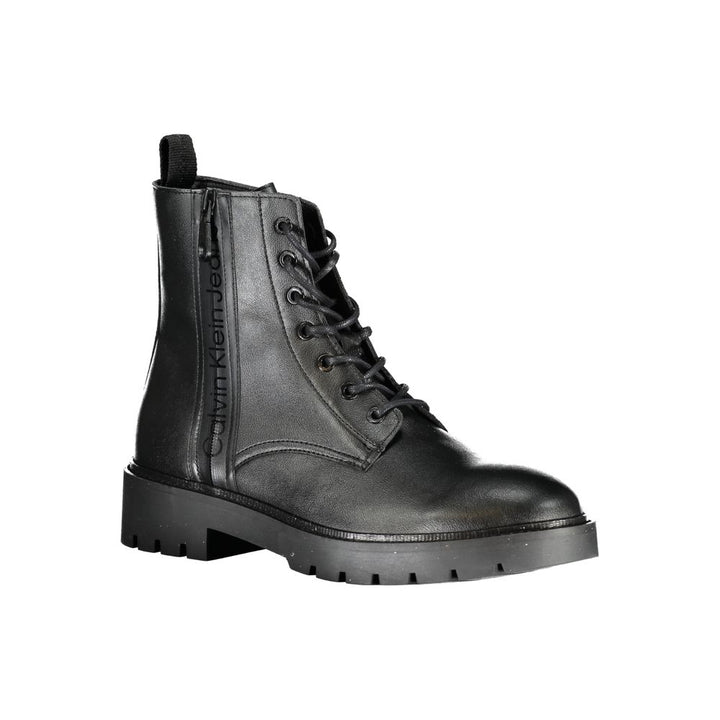 Calvin Klein – Elegante schwarze Stiefeletten mit Schnürsenkeln und Reißverschluss