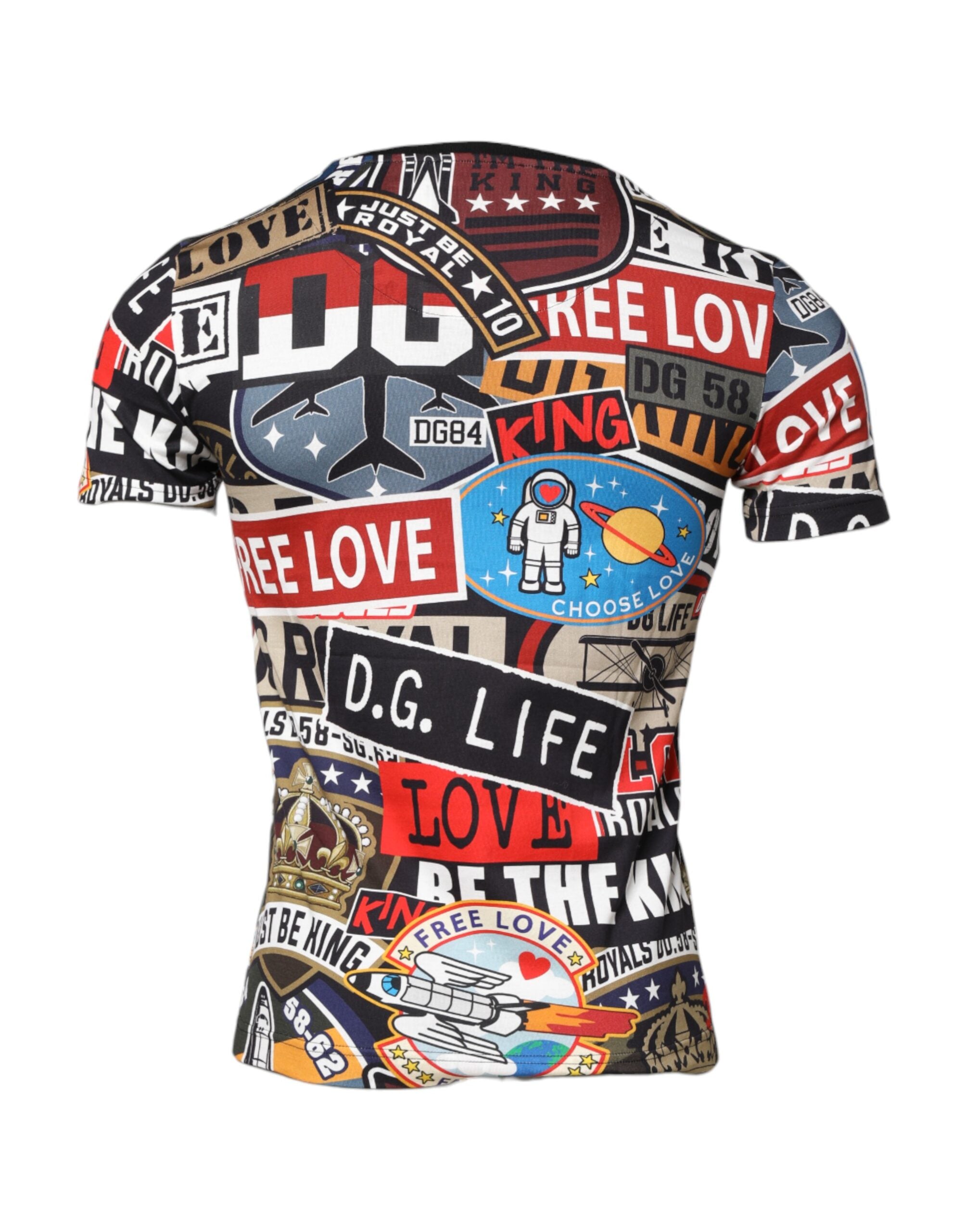 Dolce &amp; Gabbana Mehrfarbiges Patchwork-T-Shirt aus Baumwolle mit Rundhalsausschnitt
