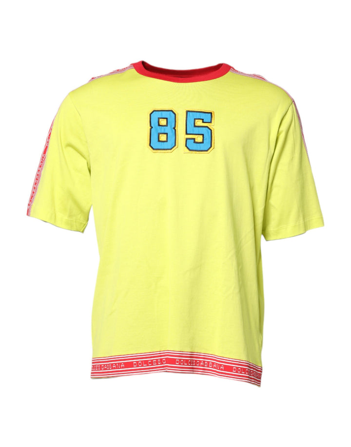 Dolce &amp; Gabbana – Grünes T-Shirt mit Rundhalsausschnitt und 85-Patch aus Baumwolle