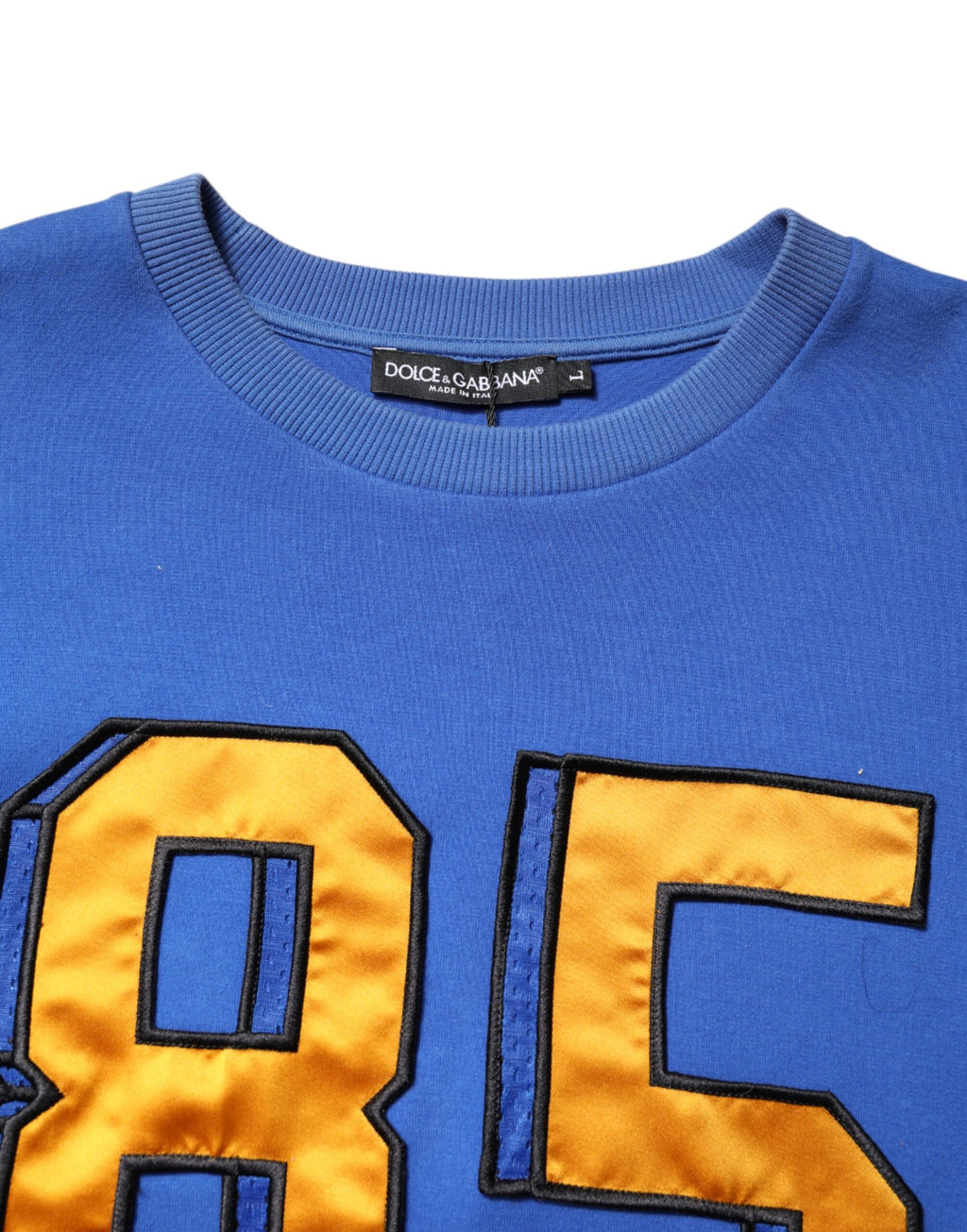 Dolce &amp; Gabbana – Kurzes T-Shirt aus Baumwolle mit Rundhalsausschnitt und Print in Blau