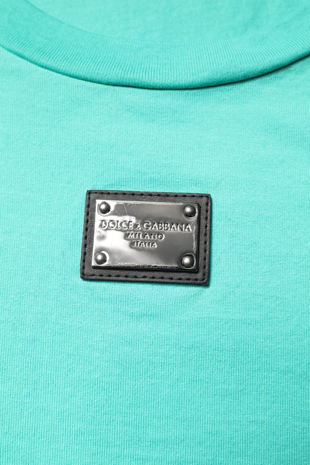 Dolce &amp; Gabbana Grünes ärmelloses T-Shirt mit Rundhalsausschnitt und Logo