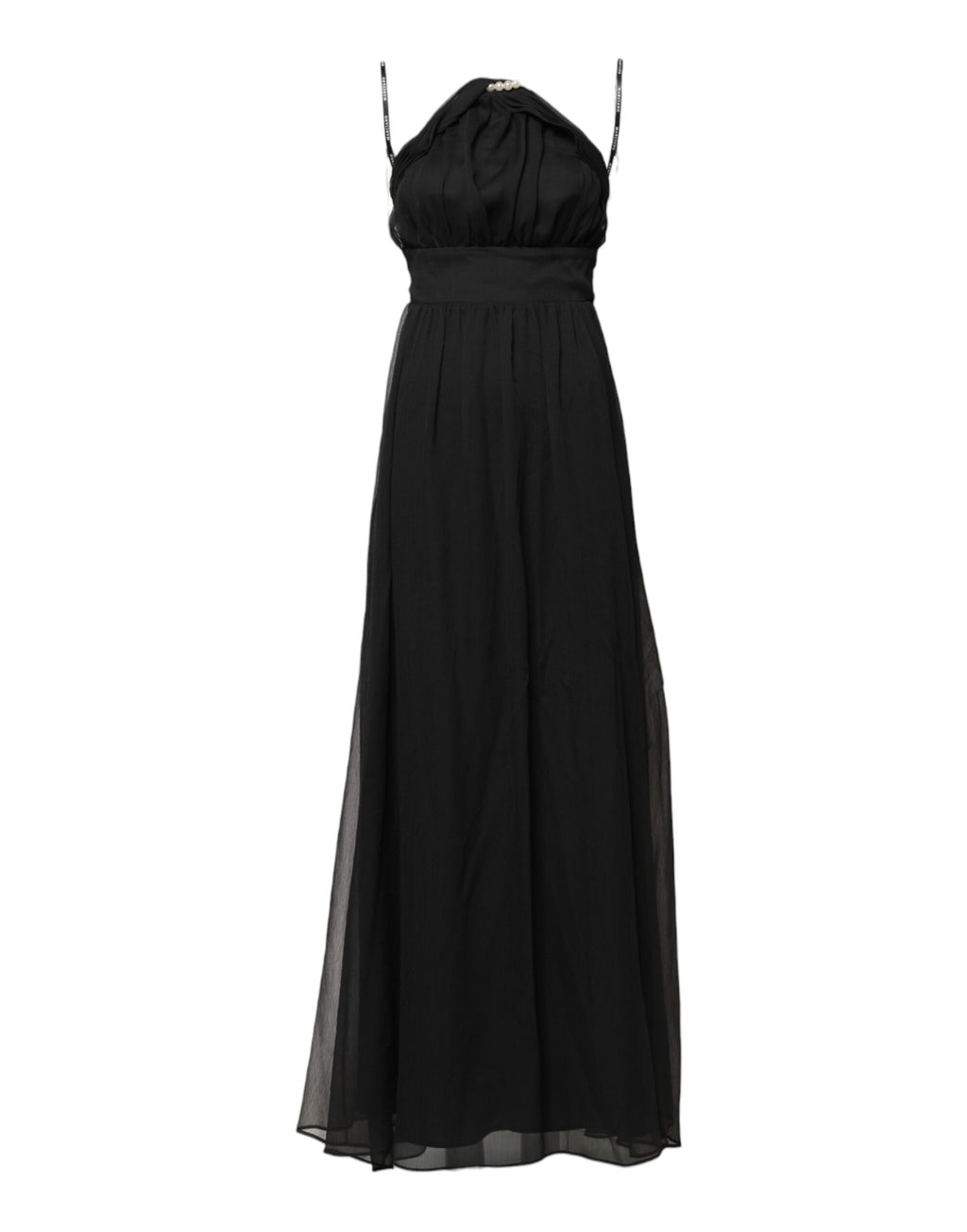 Marciano by Guess – Langes, ärmelloses Kleid aus schwarzem Tüll mit Perlen