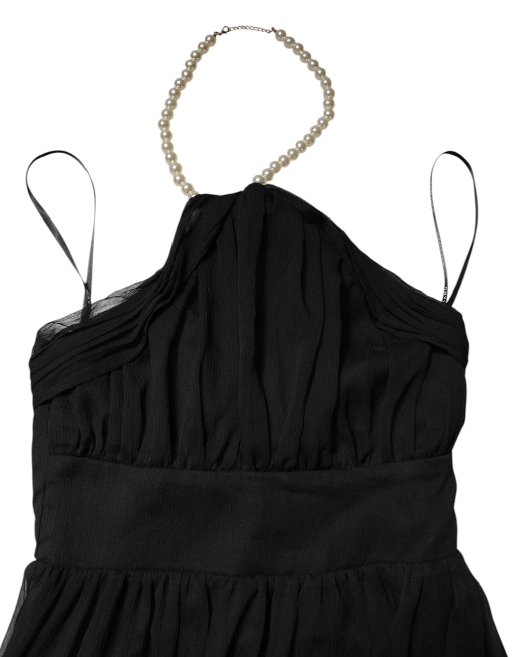 Marciano by Guess – Langes, ärmelloses Kleid aus schwarzem Tüll mit Perlen