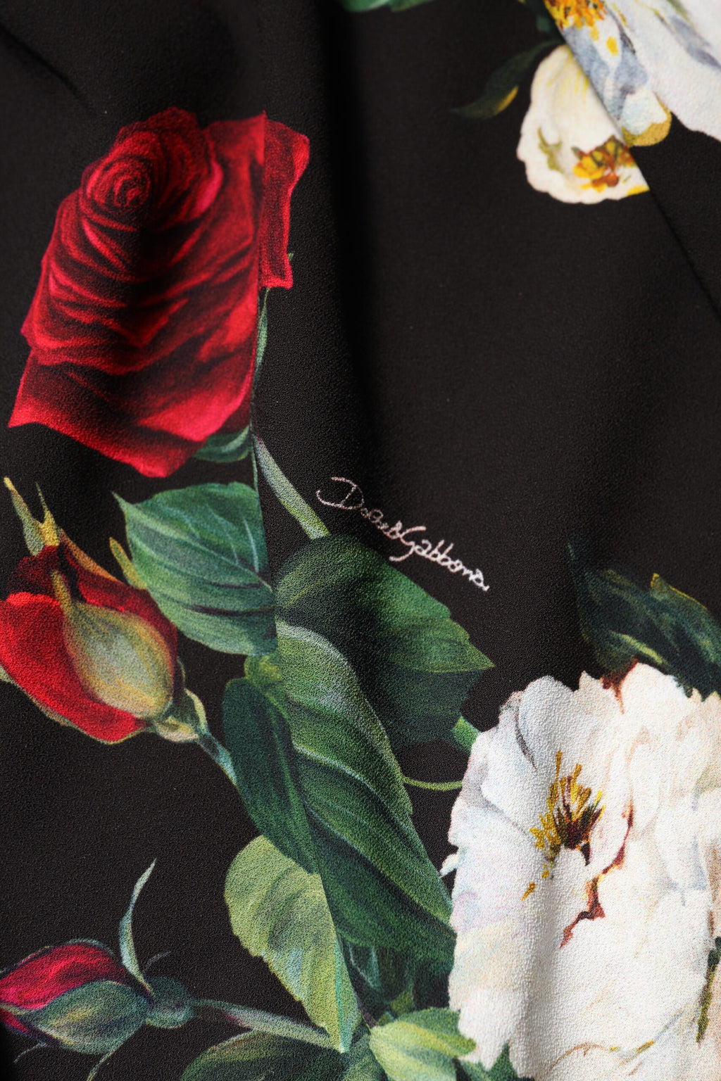 Dolce &amp; Gabbana Schwarzes ärmelloses Etuikleid mit Blumendruck