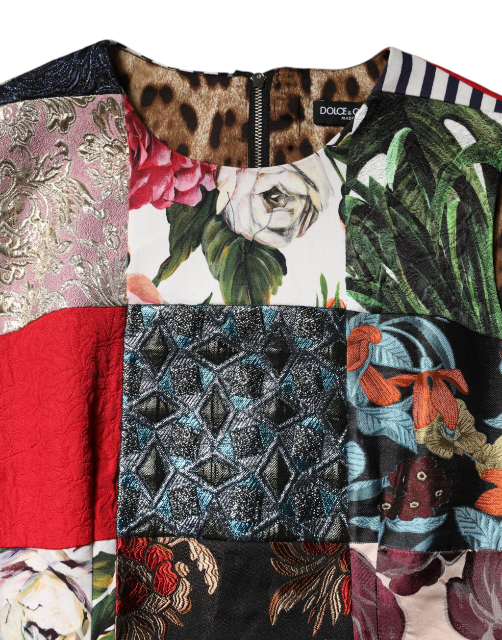 Dolce &amp; Gabbana Mehrfarbiges ärmelloses Patchwork-Etuikleid