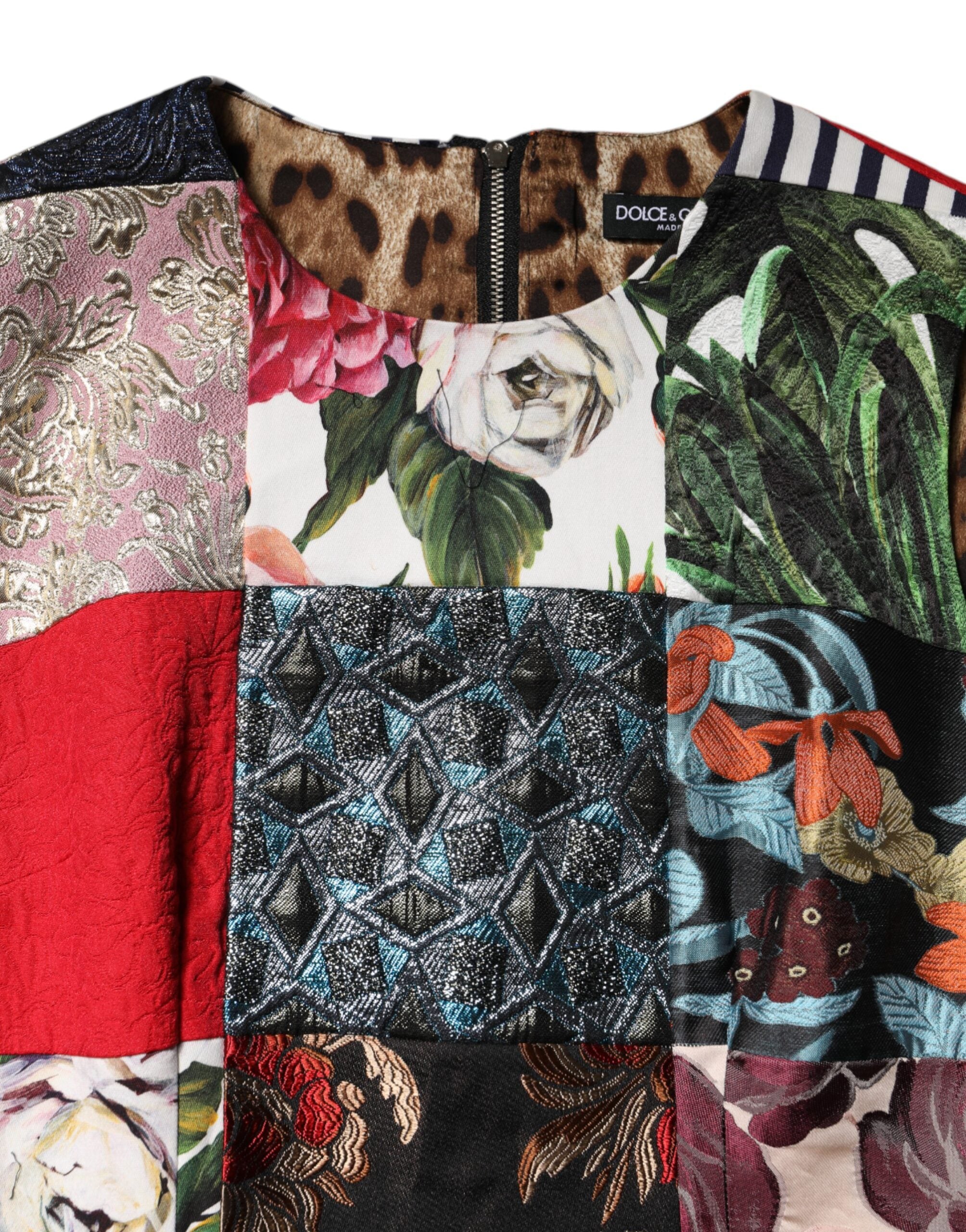 Dolce &amp; Gabbana Mehrfarbiges ärmelloses Patchwork-Etuikleid