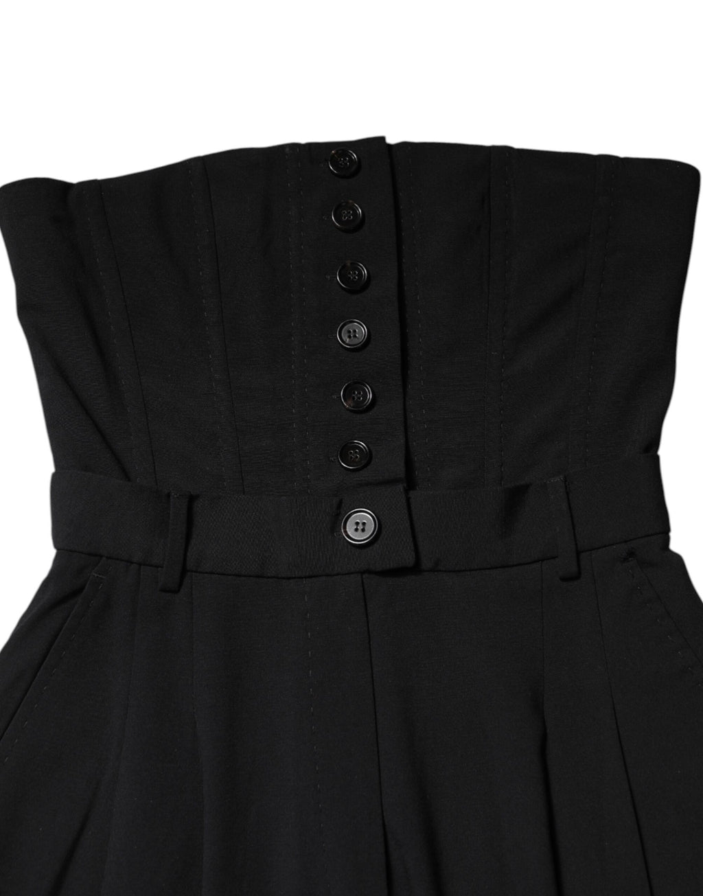 Dolce & Gabbana Black Wool Strapless Romper Jumpsuit Dress