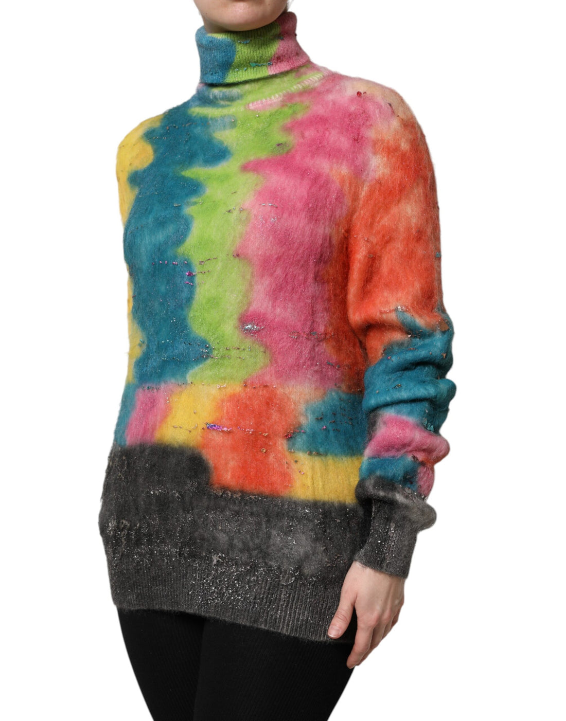 Dolce &amp; Gabbana Mehrfarbiger Rollkragenpullover aus Mohair