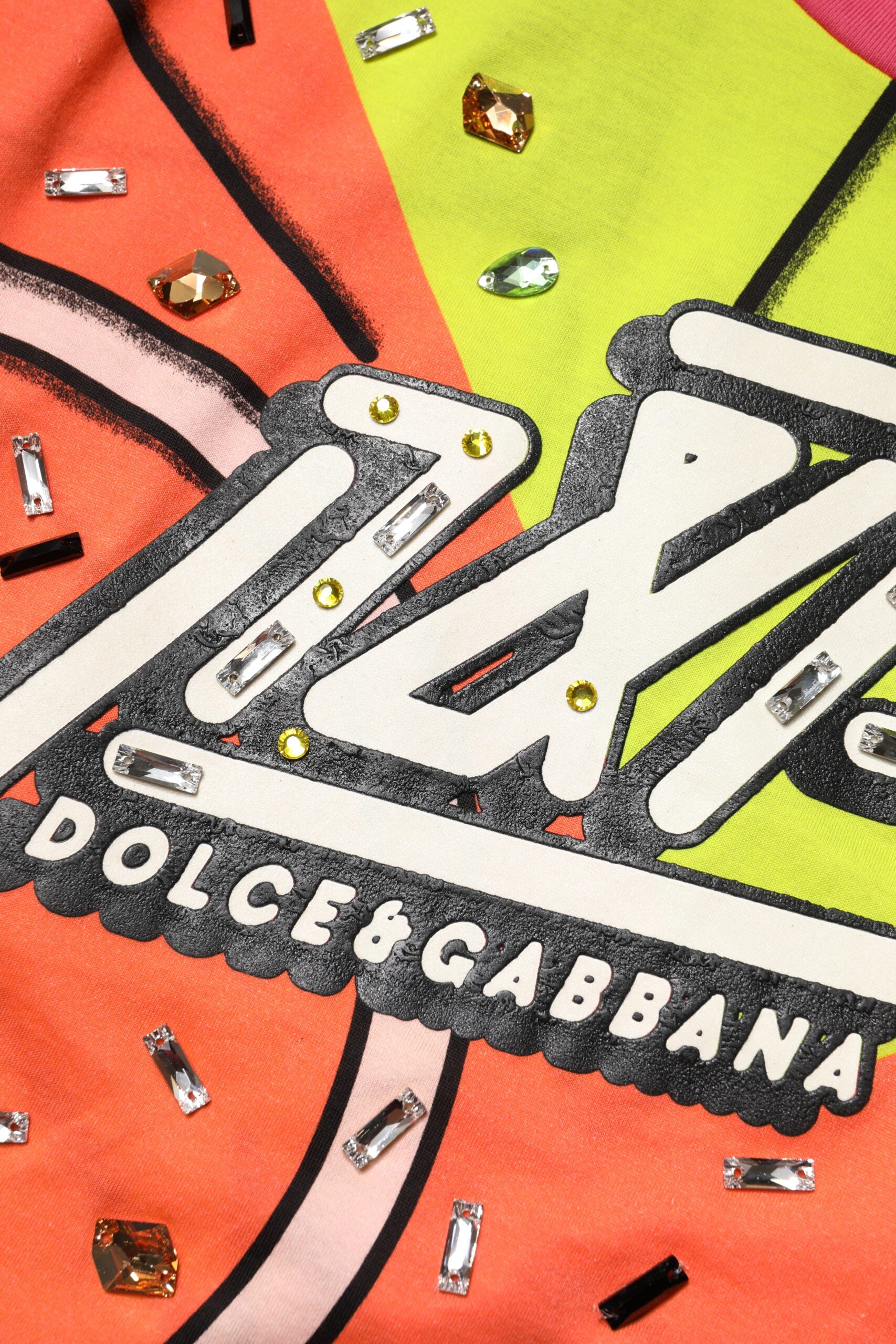 Dolce &amp; Gabbana – Mehrfarbig bedrucktes Top mit Kristallverzierung