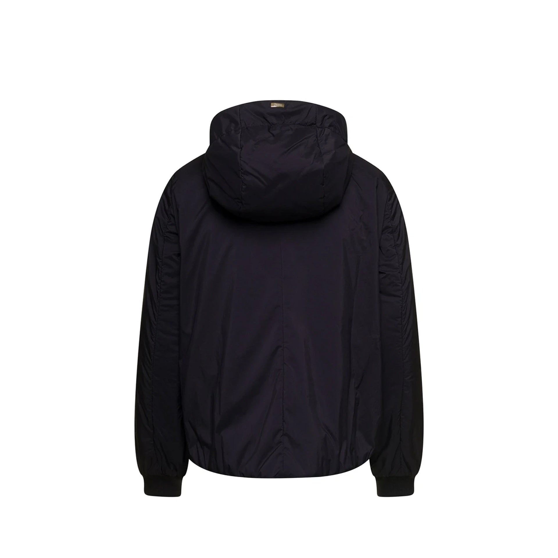 Herno Matt Black Hooded Bomber Jacket – Siebentaschen