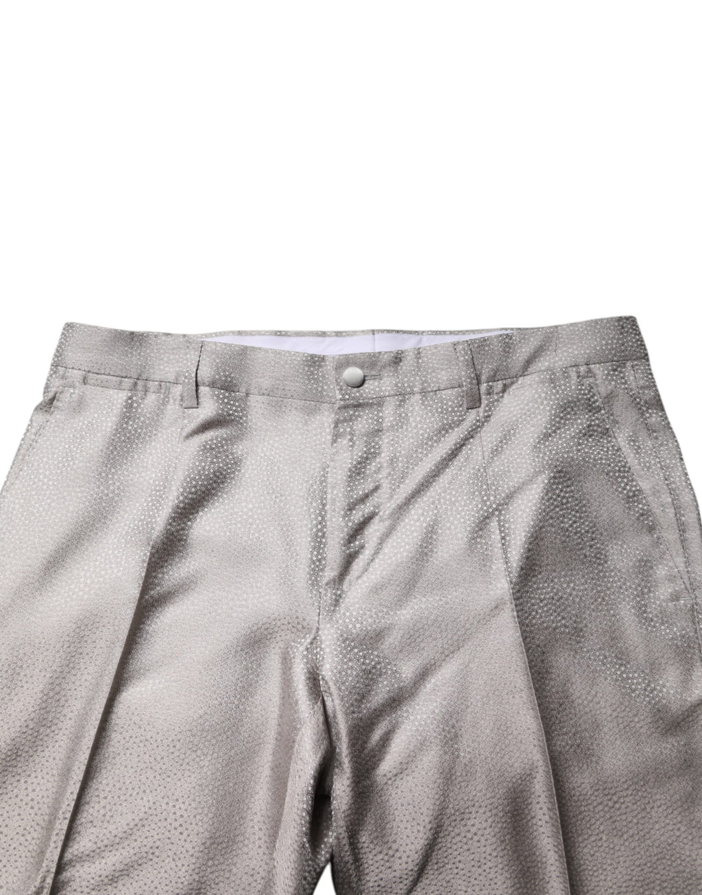 Dolce &amp; Gabbana Hellgrauer, gepunkteter 2-teiliger Anzug aus Jacquard-Seide