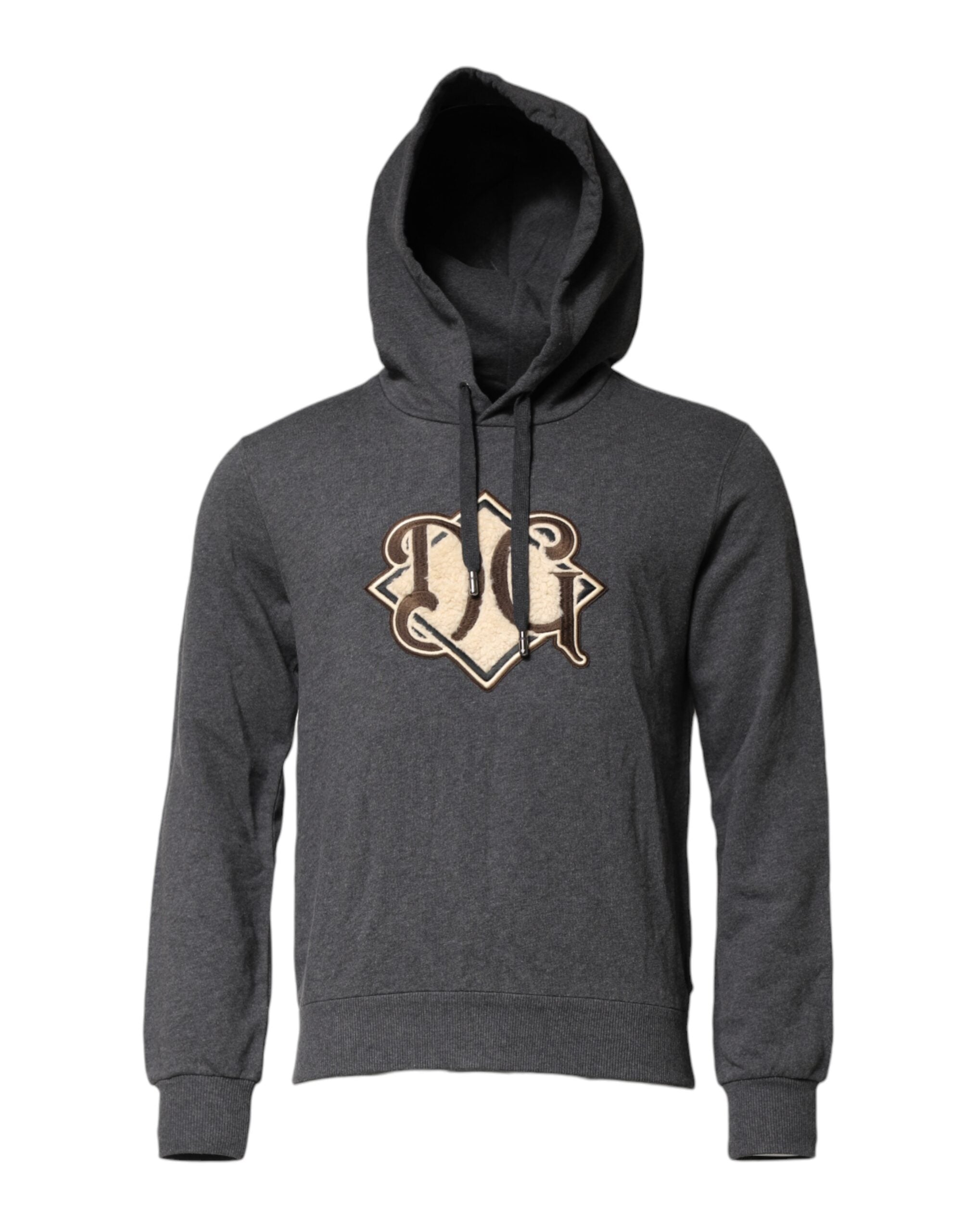 Dolce &amp; Gabbana Graues Sweatshirt mit Logo-Patch und Kapuze
