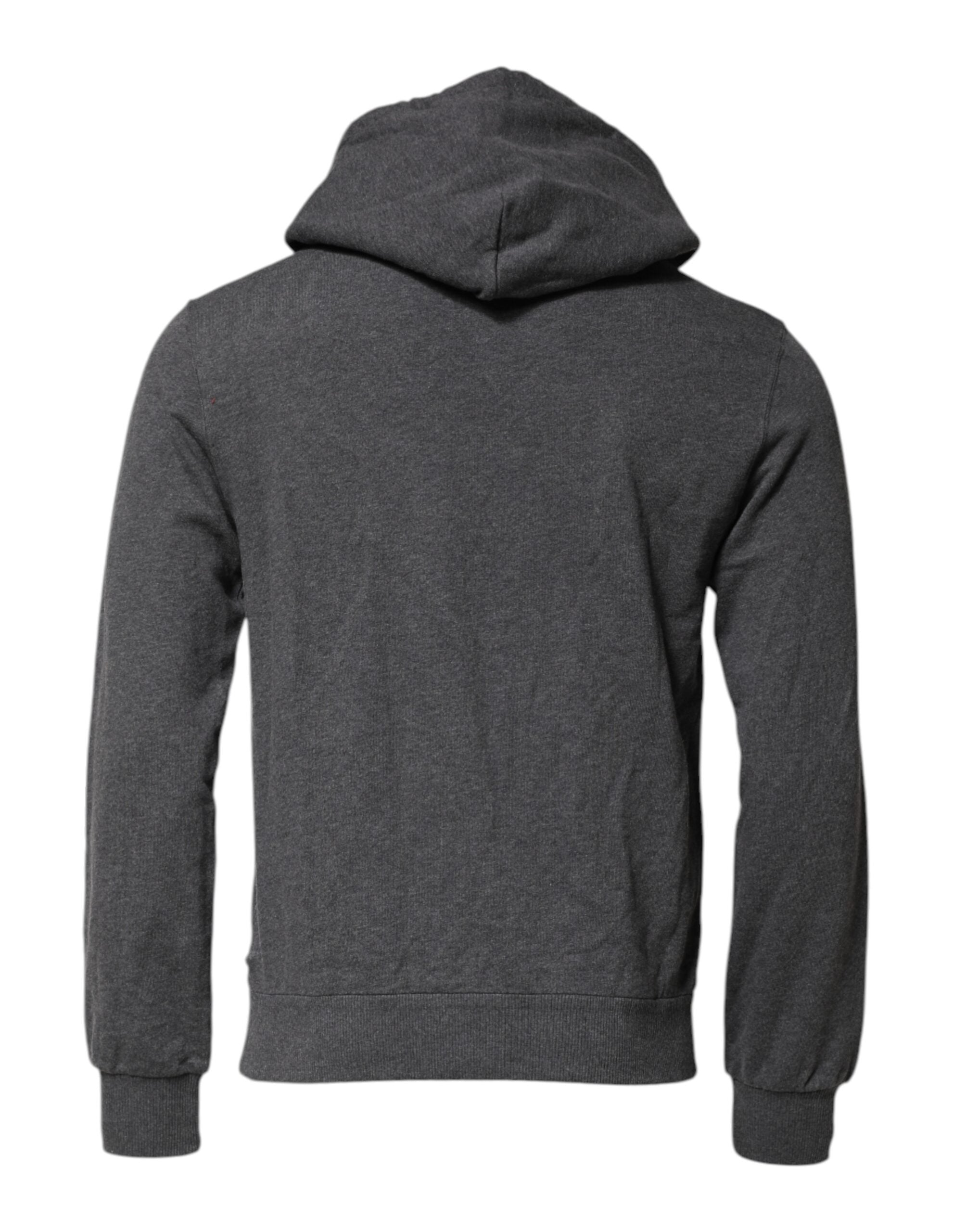 Dolce &amp; Gabbana Graues Sweatshirt mit Logo-Patch und Kapuze