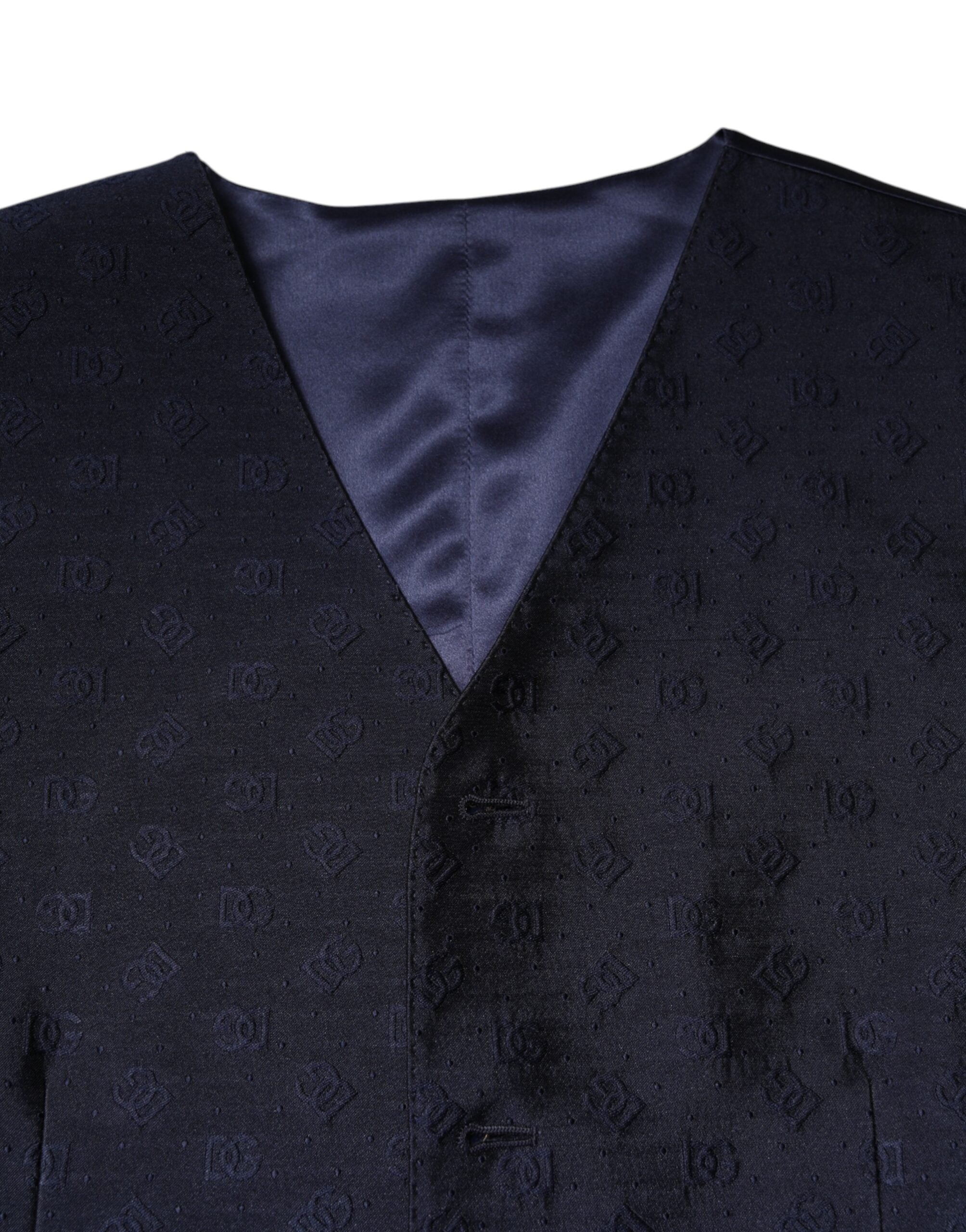 Dolce &amp; Gabbana Dunkelblaue Weste aus Wolle mit Logo für formelle Herren