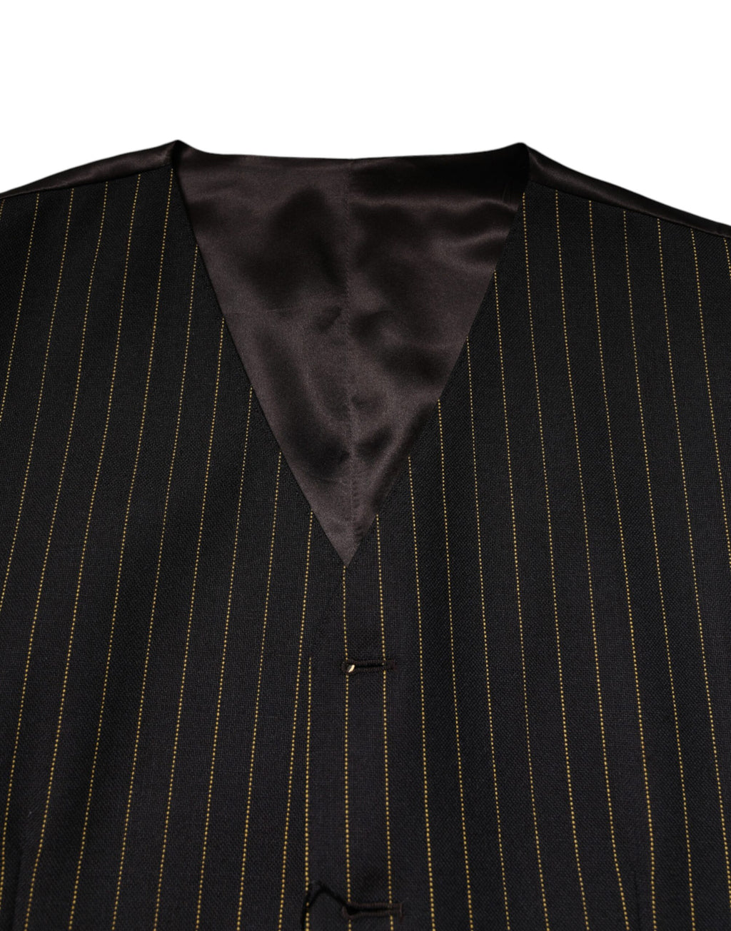 Dolce &amp; Gabbana Schwarze Streifen Wolle Formale Herren Weste