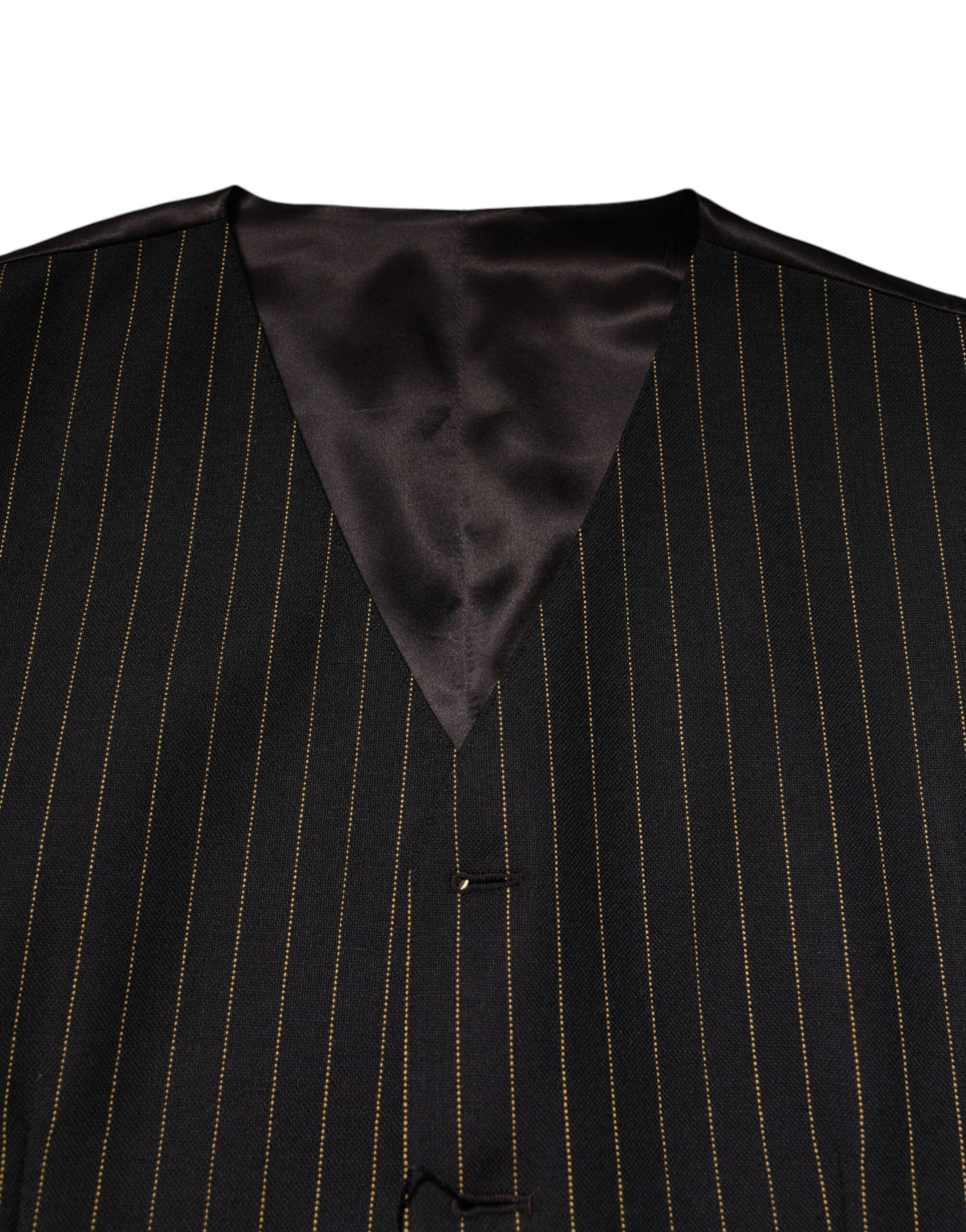 Dolce &amp; Gabbana Schwarze Streifen Wolle Formale Herren Weste