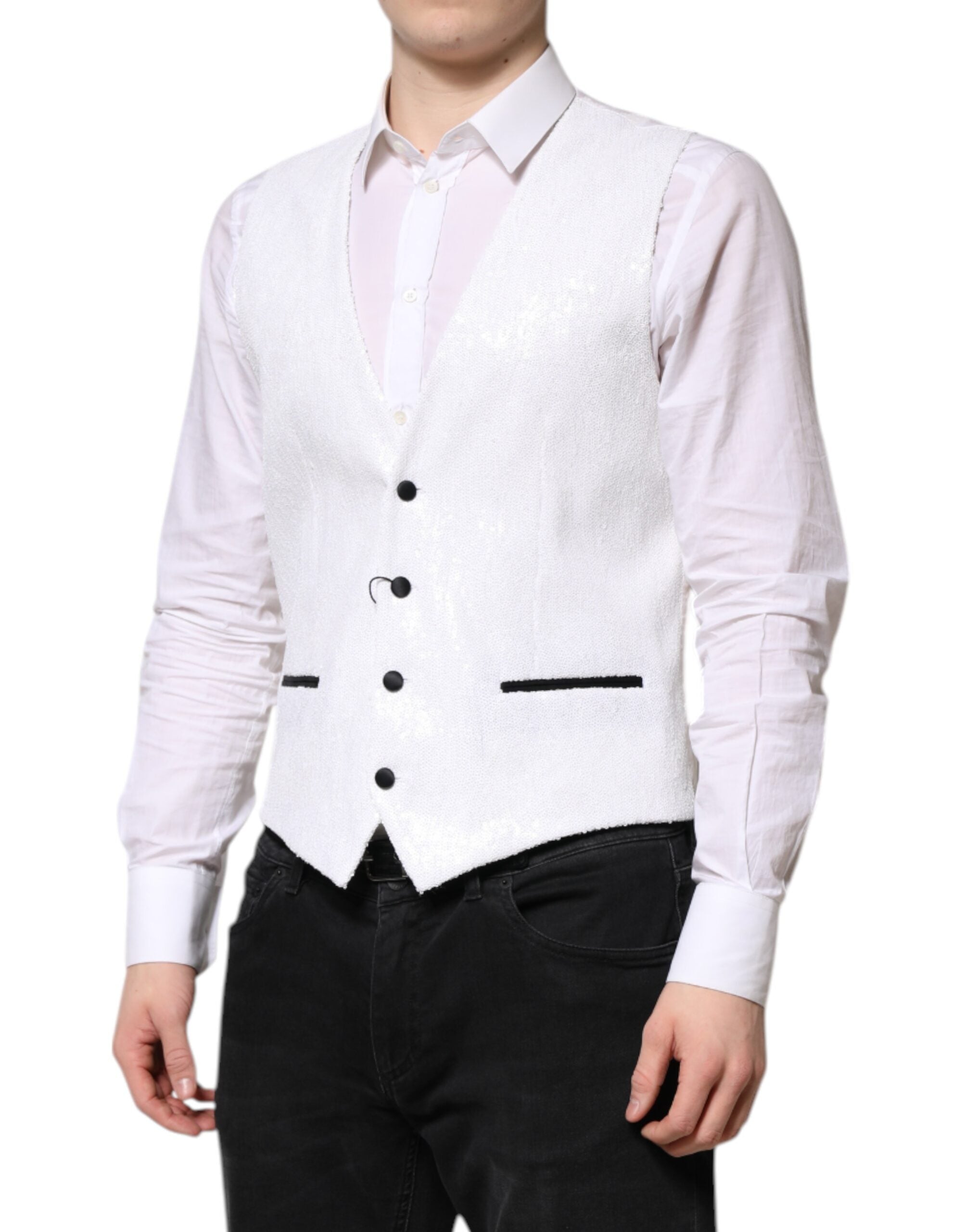 Dolce &amp; Gabbana Weiße Weste mit Pailletten