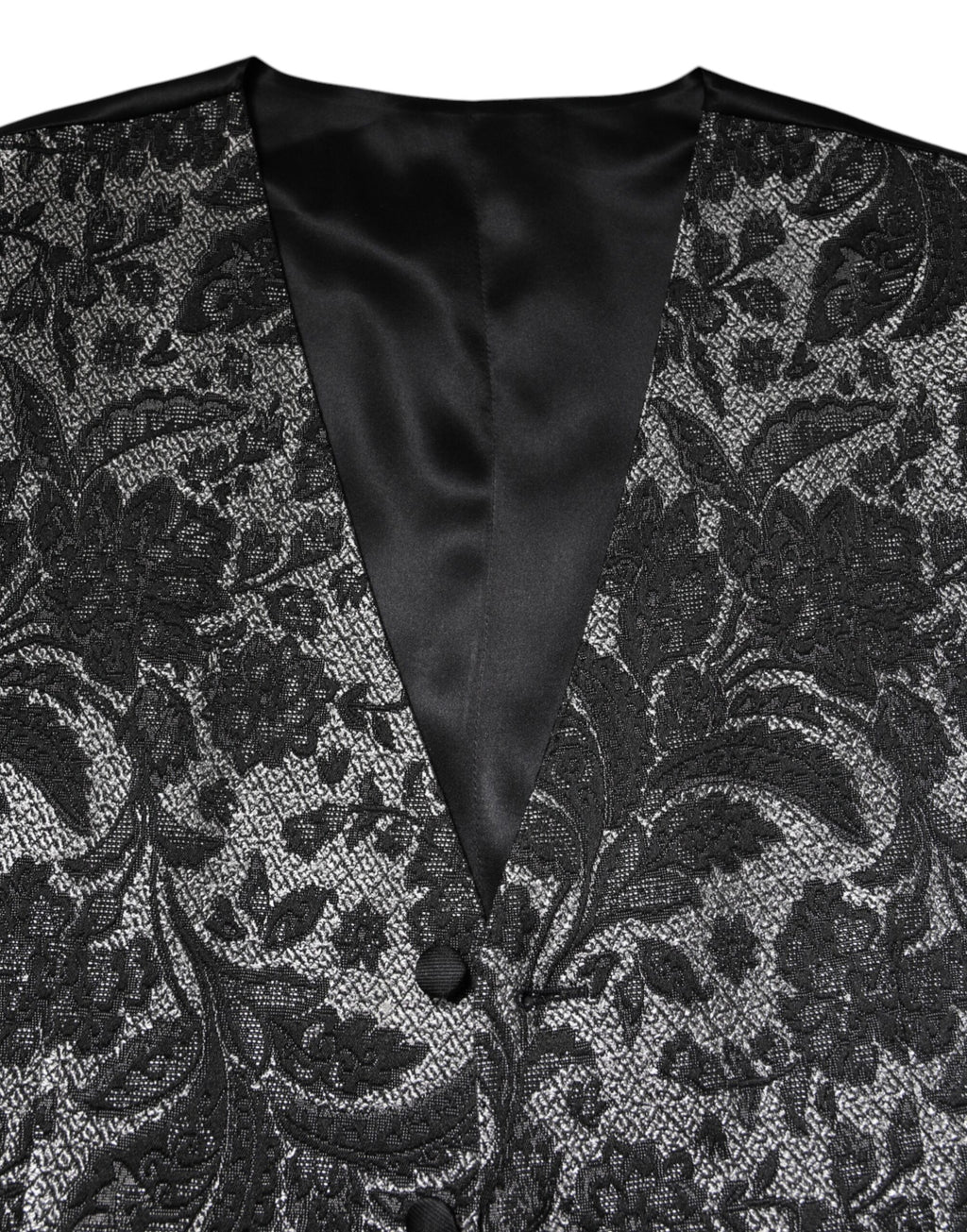 Dolce &amp; Gabbana Schwarz Grau Brokat Formale Herren Weste