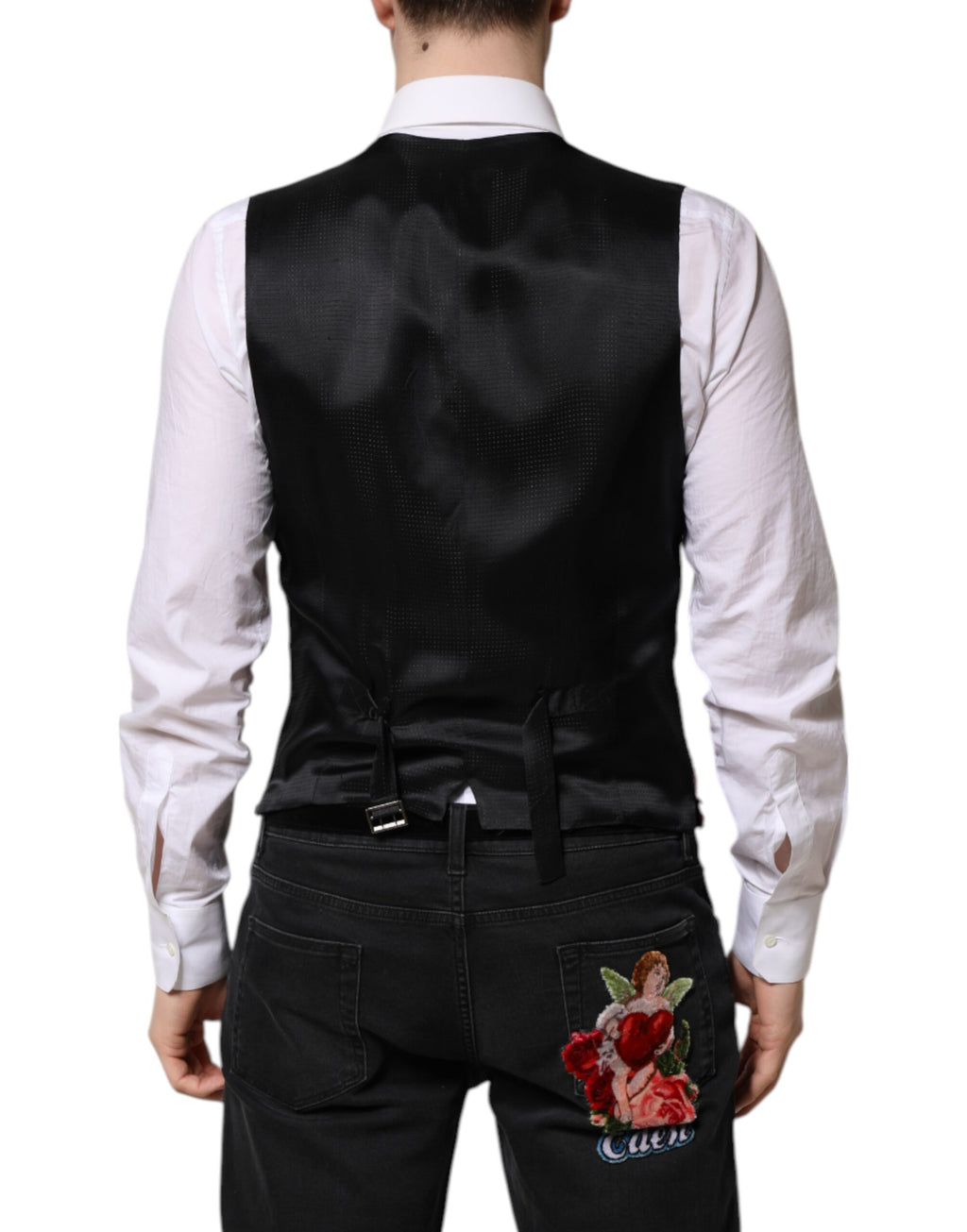 Dolce &amp; Gabbana Rote Weste mit Pailletten für formelle Anlässe für Herren