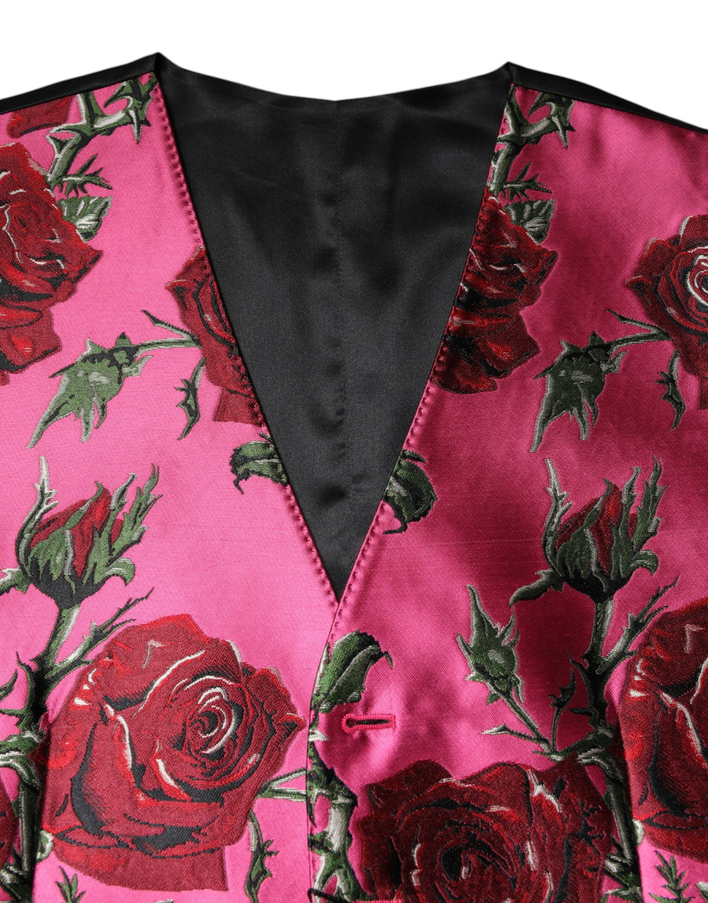Dolce &amp; Gabbana Rosa florale Satin-Weste für formelle Männer