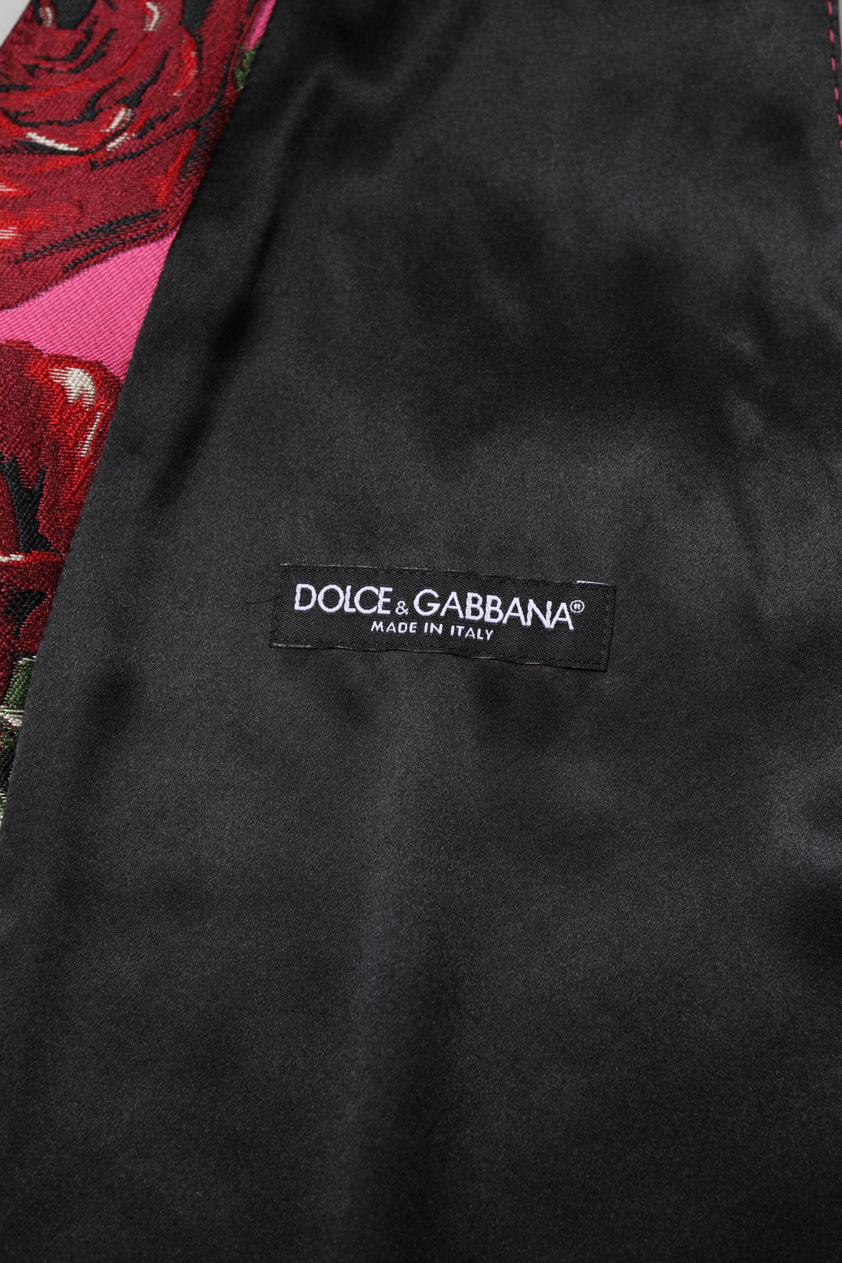 Dolce &amp; Gabbana Rosa florale Satin-Weste für formelle Männer