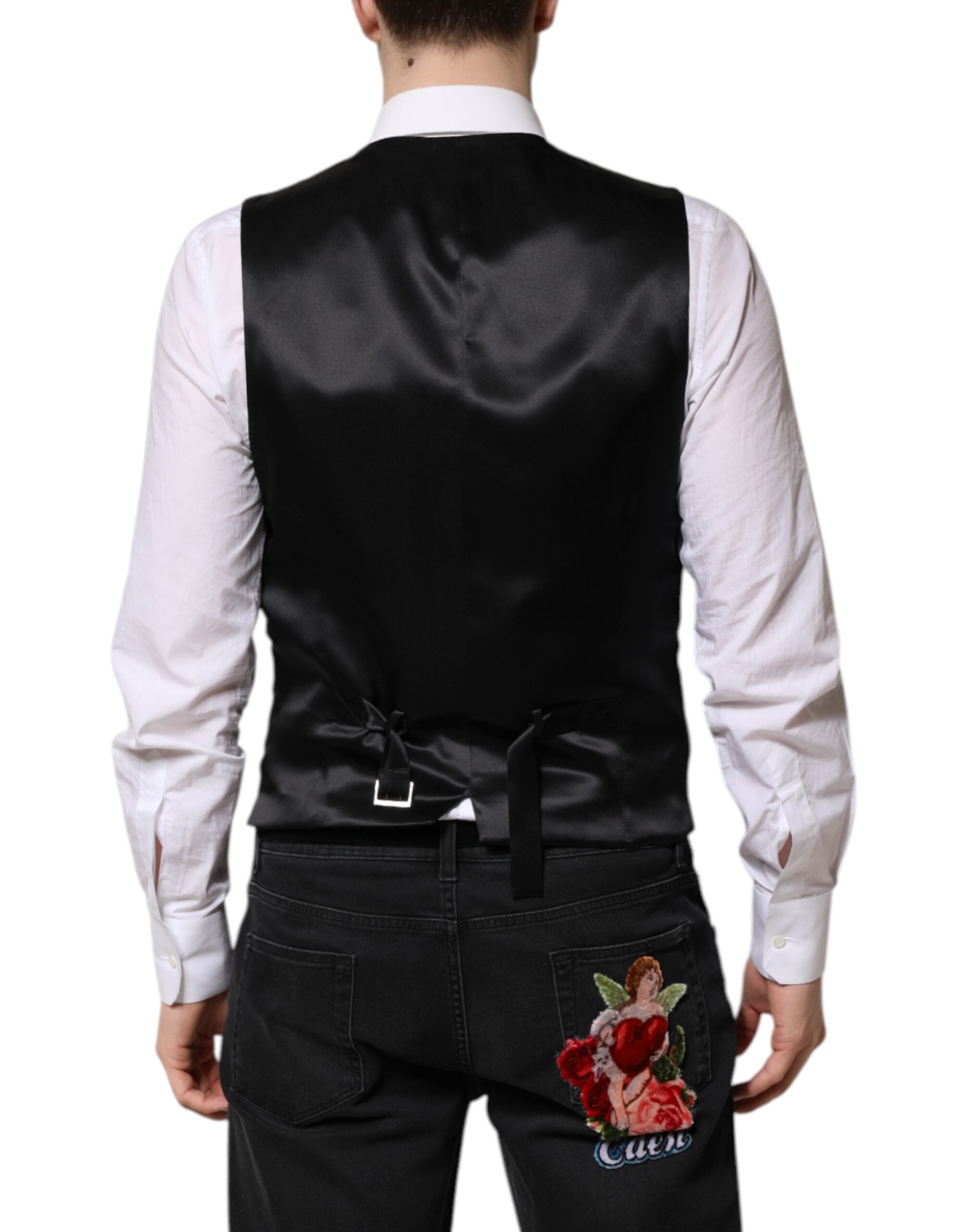 Dolce &amp; Gabbana Rot Schwarz Streifen Kleid Formale Weste